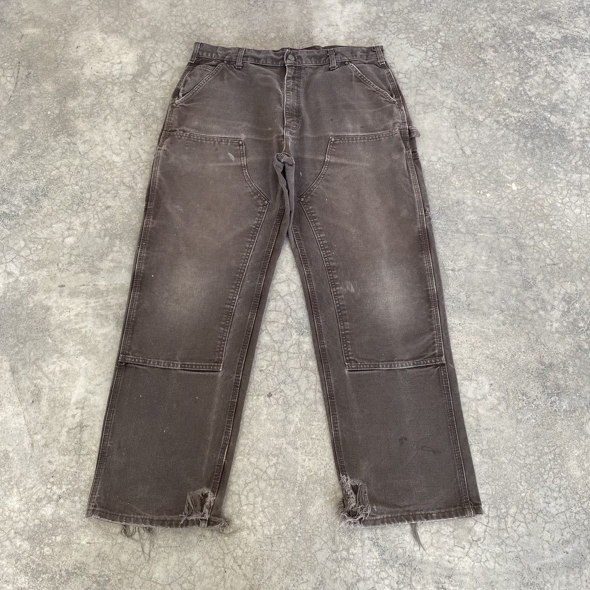 Carhartt VTG Carhartt Double Knee Faded Brown Carpenter Pants Size US 35 - 1 Thumbnail