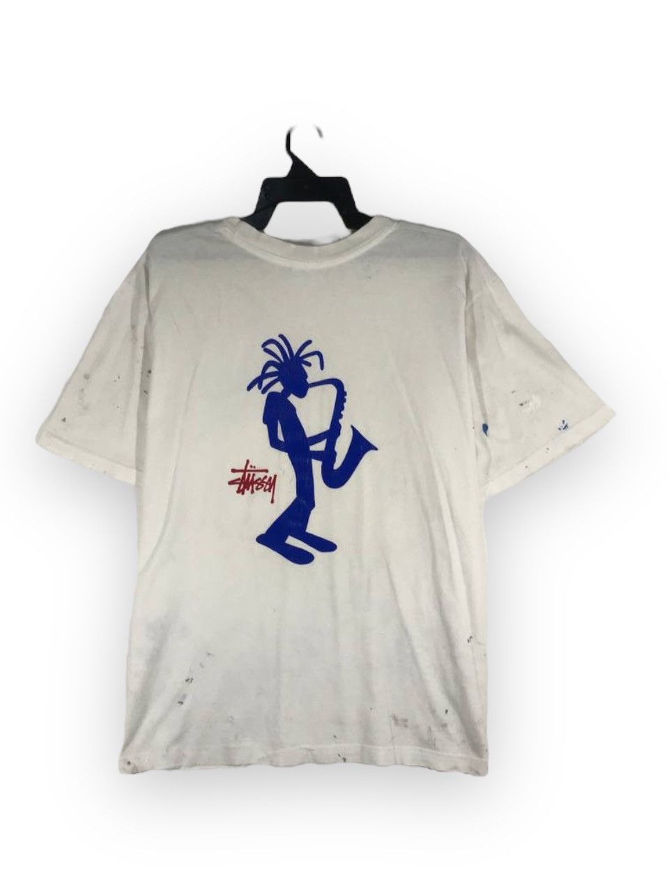 Stussy Vintage 90s Stussy all the jazz stickman nature distress Size US L / EU 52-54 / 3 - 4 Thumbnail