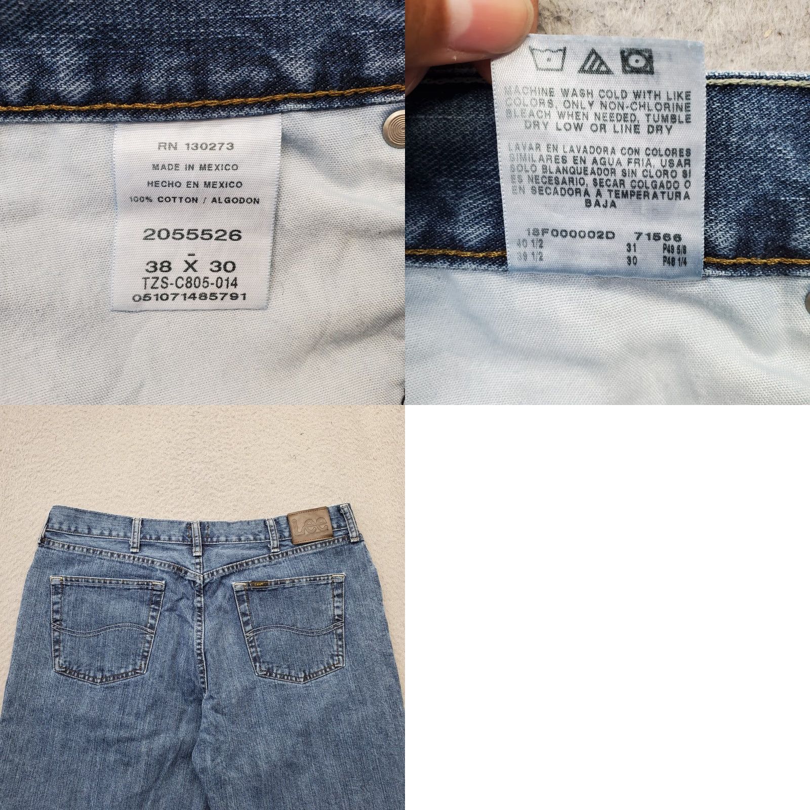 Lee Lee Jeans Mens 38x30 Blue Denim Relaxed Fit Straight Leg 2055526 Size US 38 / EU 54 - 8 Thumbnail