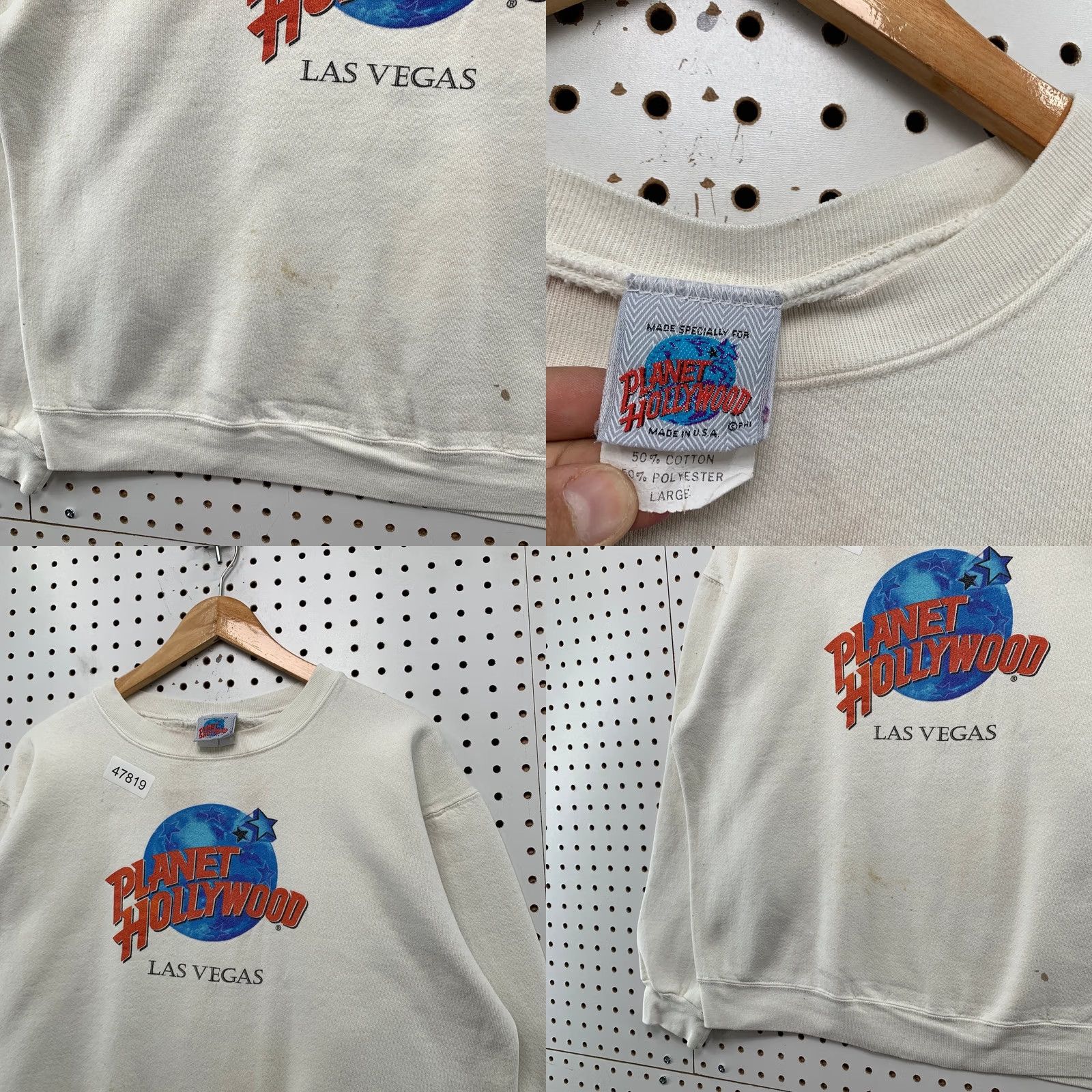 Planet Hollywood VINTAGE Planet Hollywood Sweatshirt Mens L White Las Vegas Crewneck USA Size US L / EU 52-54 / 3 - 8 Thumbnail