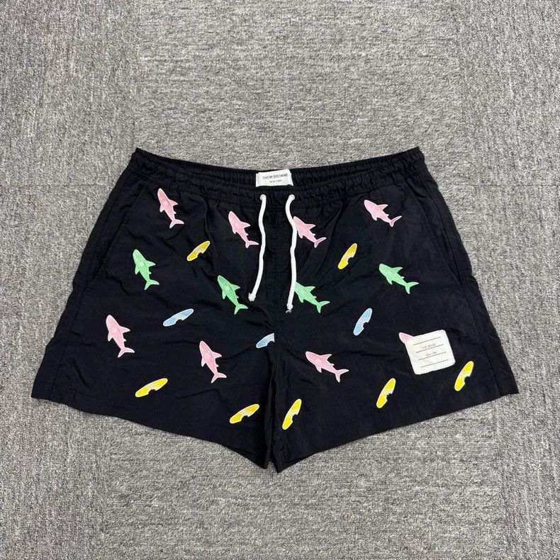 Thom Browne Thom Browne Shark Embroidered Nylon Shorts Size US 32 / EU 48 - 1 Thumbnail