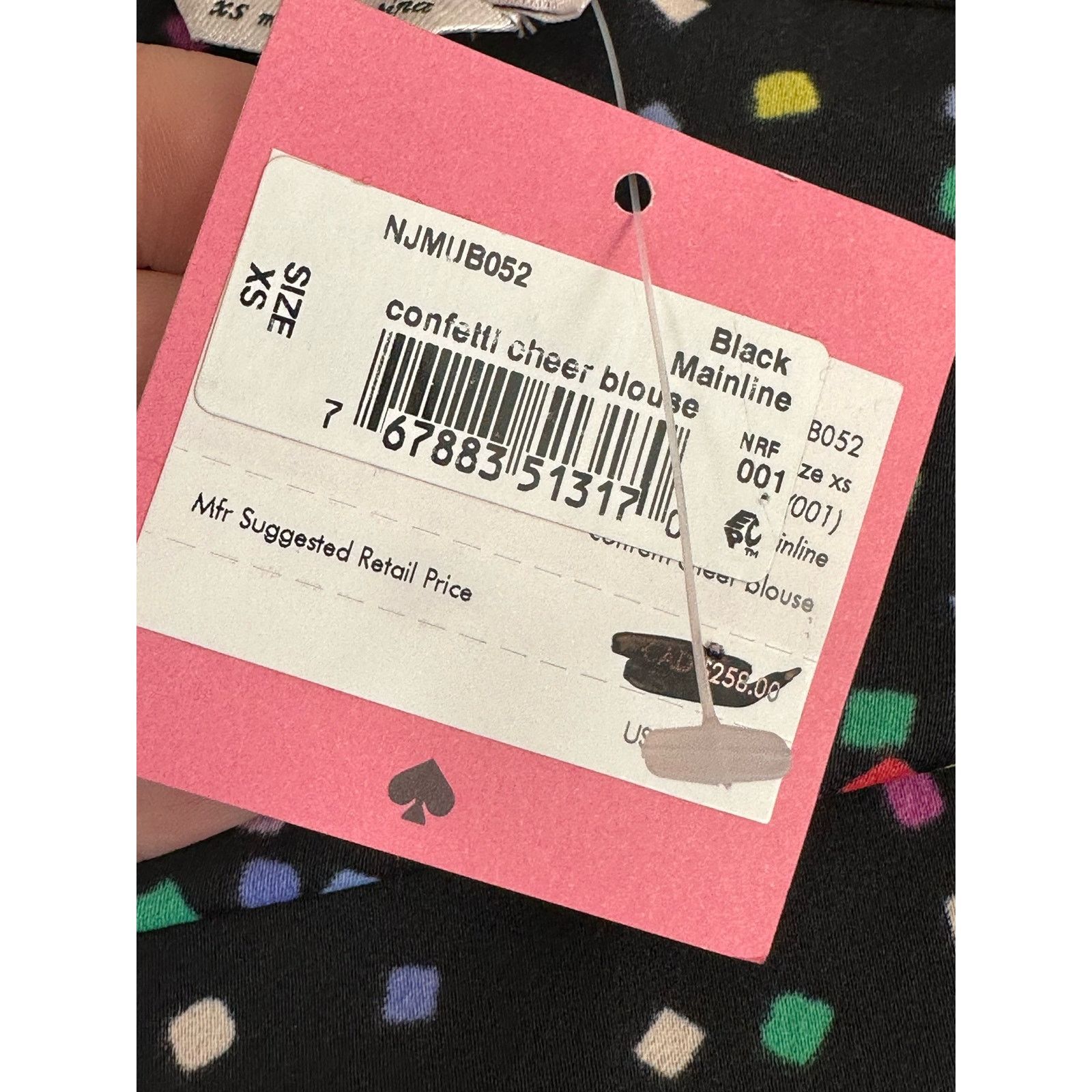 Kate Spade Kate Spade Black Confetti Cheer Short Sleeves Blouse size XS Size XS / US 0-2 / IT 36-38 - 6 Thumbnail