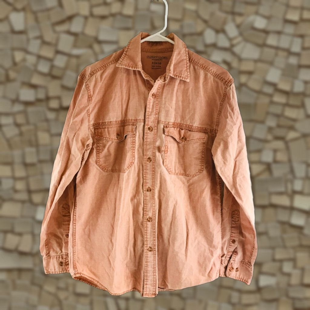Faded Glory Faded Glory Shirt Mens Size S Peach Button-Up Long Sleeve Pockets Collared Spread Vintage: No Size US S / EU 44-46 / 1 - 1 Thumbnail