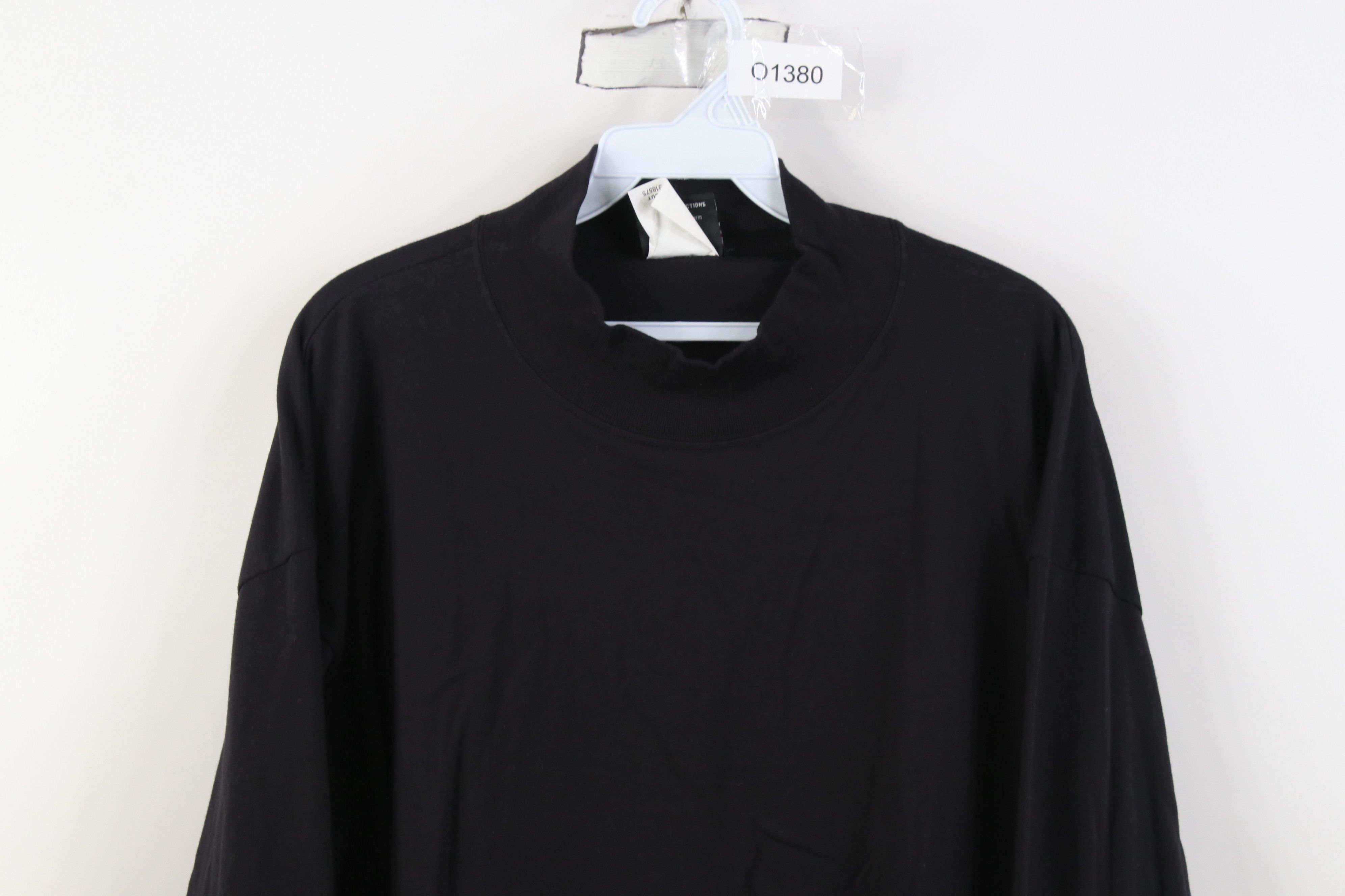 Vintage Vintage 90s Streetwear Mock Neck Long Sleeve T-Shirt Black Size US XL / EU 56 / 4 - 2 Thumbnail