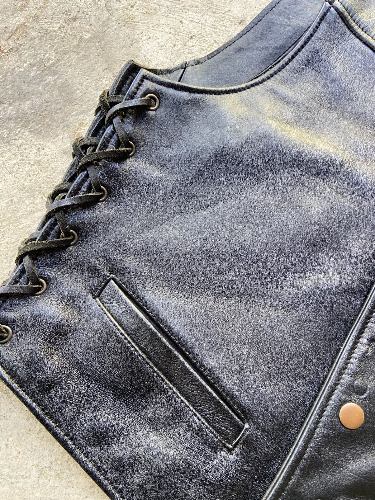 Kadoya Vintage Kadoya K’s Product Laced Sides Leather Vest Size US L / EU 52-54 / 3 - 3 Thumbnail