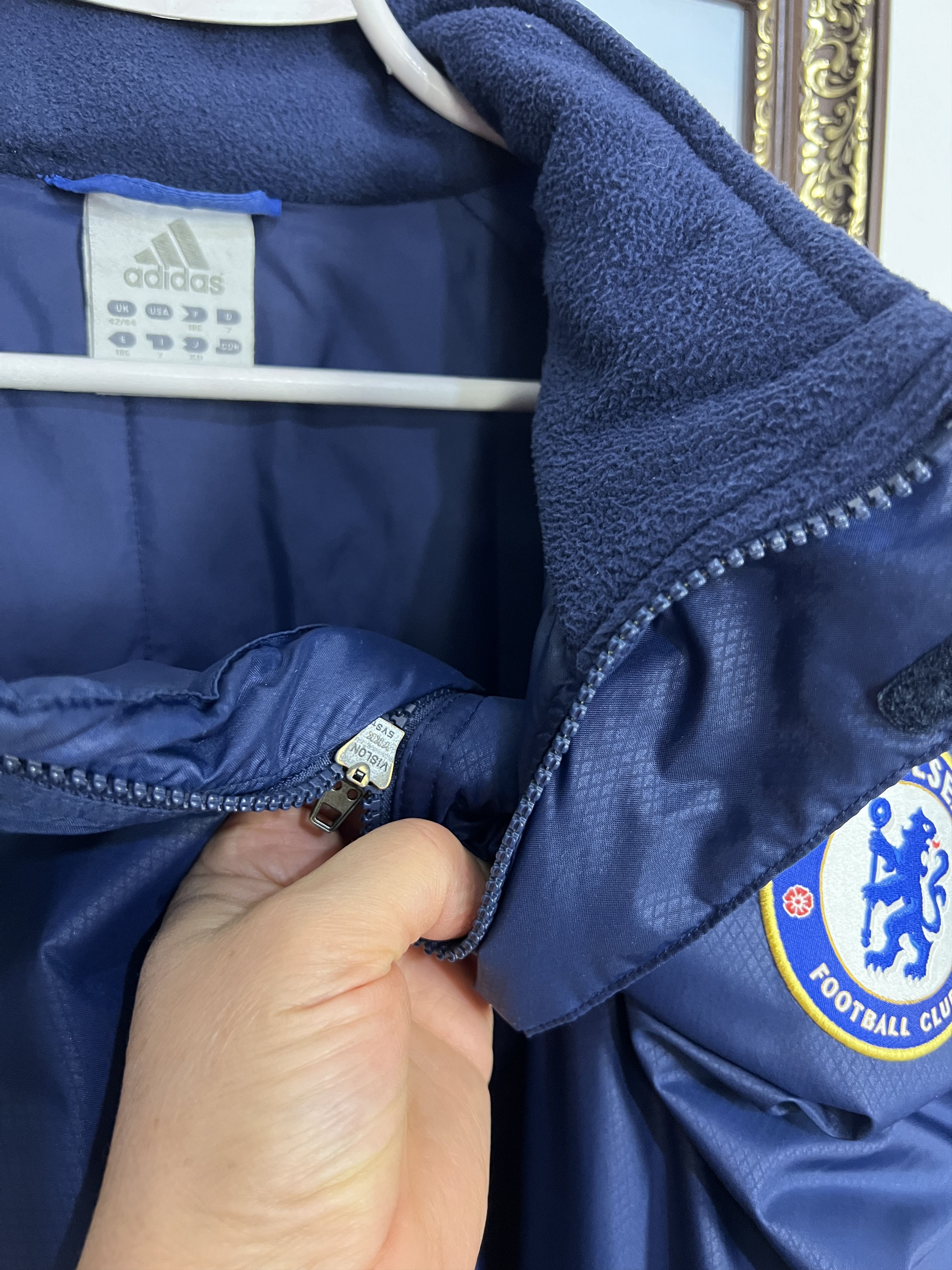 Adidas Vintage Chelsea Football Long Jacket Soccer Bomber Rare Size US L / EU 52-54 / 3 - 4 Thumbnail