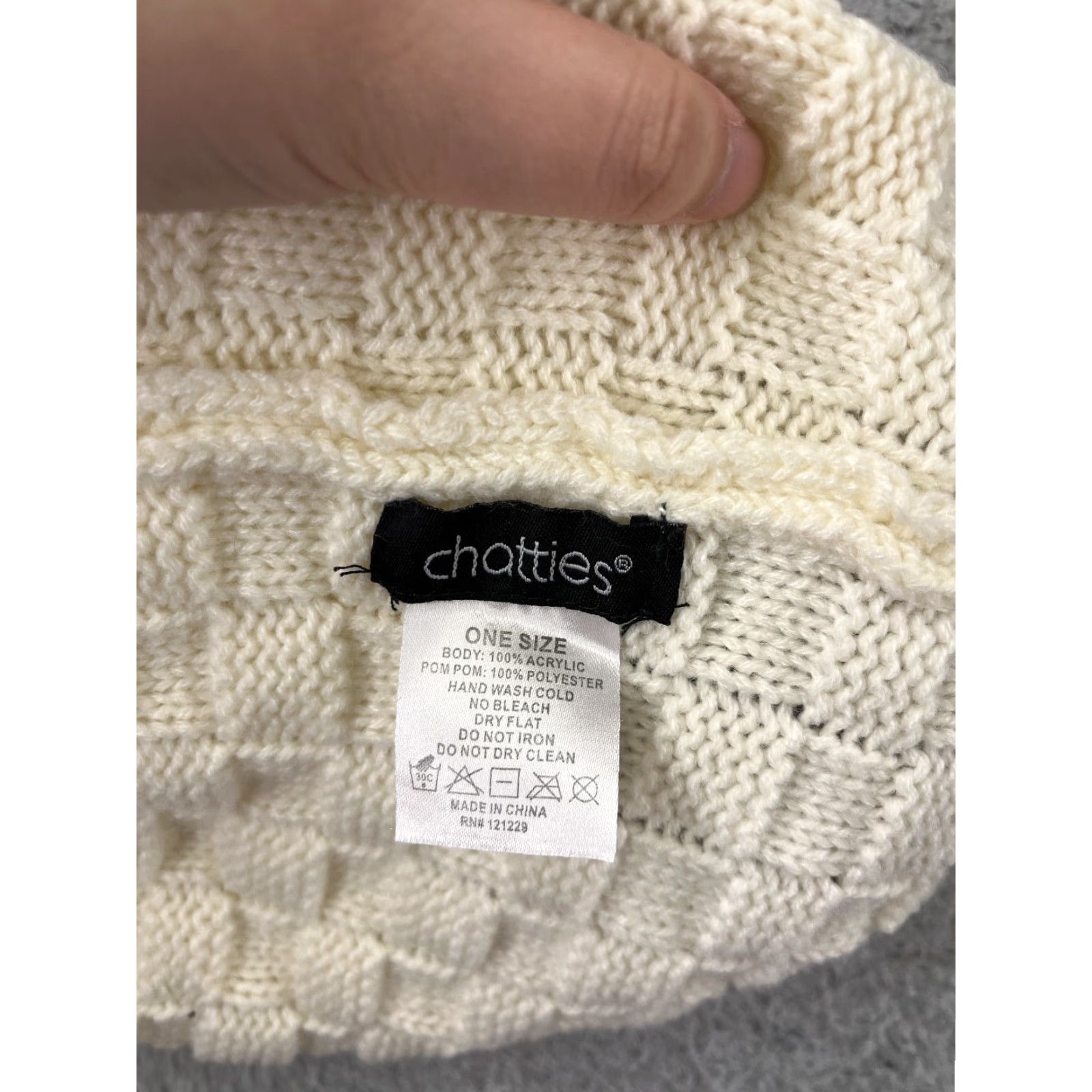 Vintage Chatties Beanie Toque Womens One Size Ivory Knit Acrylic Polyester Pom Ski Hat/Cap Womens Beanie One Size Ivory Knit Acrylic Polyester Pom Ski Size ONE SIZE - 7 Thumbnail