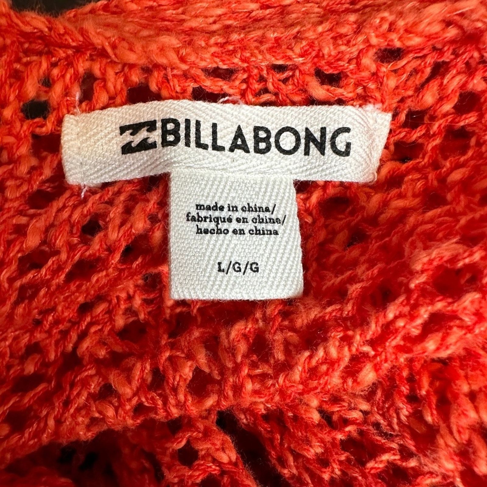 Billabong Billabong Sweet Bliss Loose Knit Wrap Sweater Red Orange L Size L / US 10 / IT 46 - 11 Thumbnail