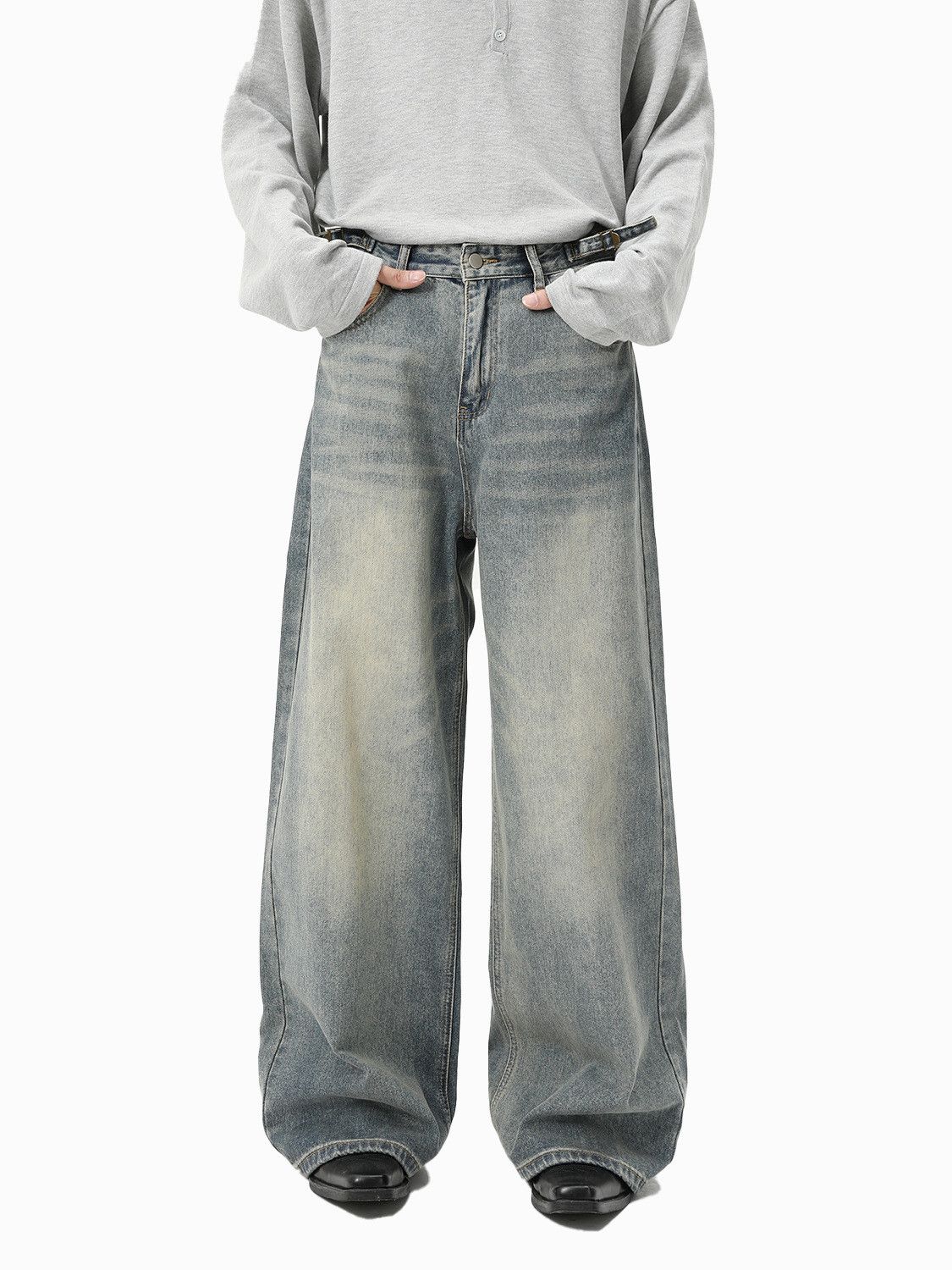 Jean Men's Stylish Distressed Loose-Fit Straight-Leg Washed Jeans Size US 32 / EU 48 - 1 Thumbnail