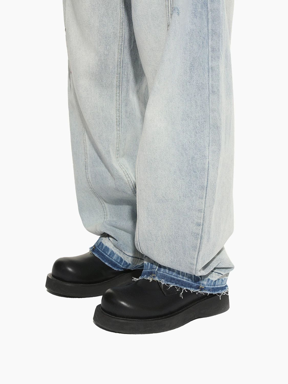 Jean Men's washed patchwork wide-leg straight scimitar jeans Size US 32 / EU 48 - 5 Thumbnail
