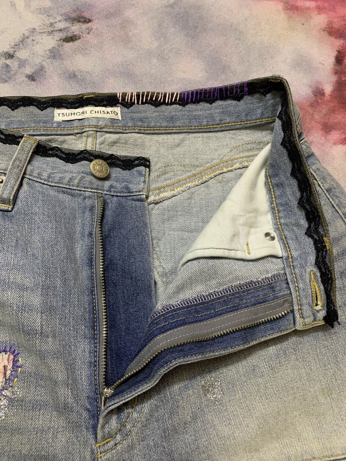 Tsumori Chisato Tsumori Chisato Short Washed Denim ‘Love’ Custom Art Size 29" - 9 Thumbnail