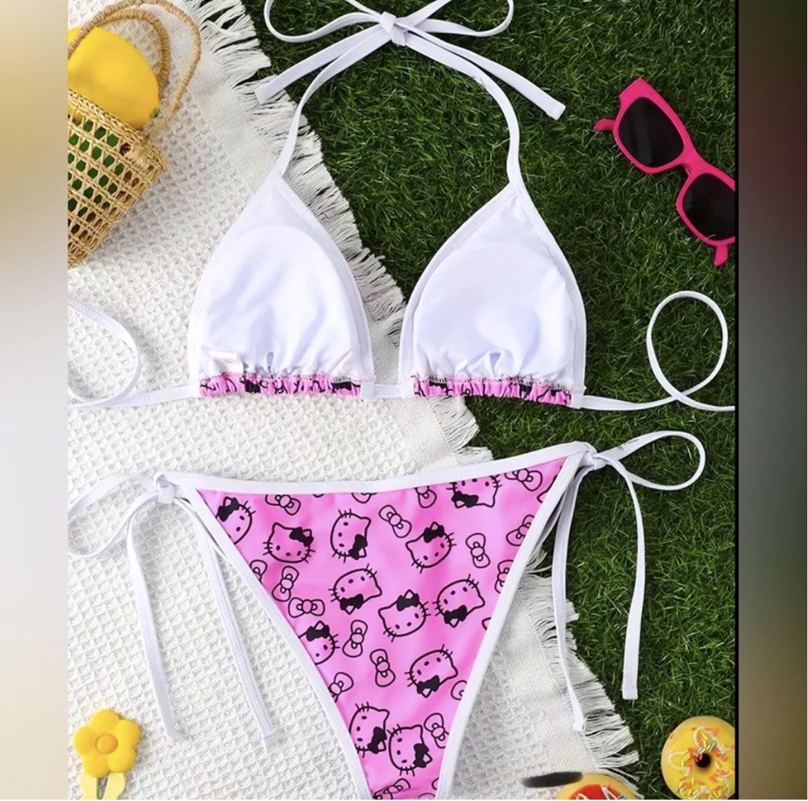 Other NWOT Hello Kitty Triangle String Bikini Set Size ONE SIZE - 3 Thumbnail