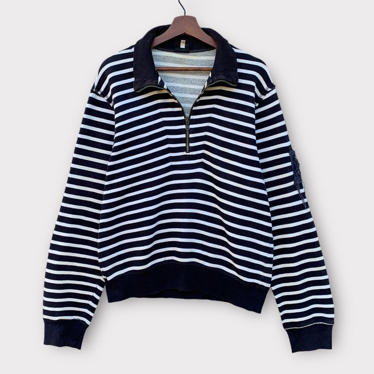 Dolce & Gabbana Dolce & Gabbana Half Zipper Lampo Stripe Sweatshirt Navy Size M / US 6-8 / IT 42-44 - 1 Thumbnail