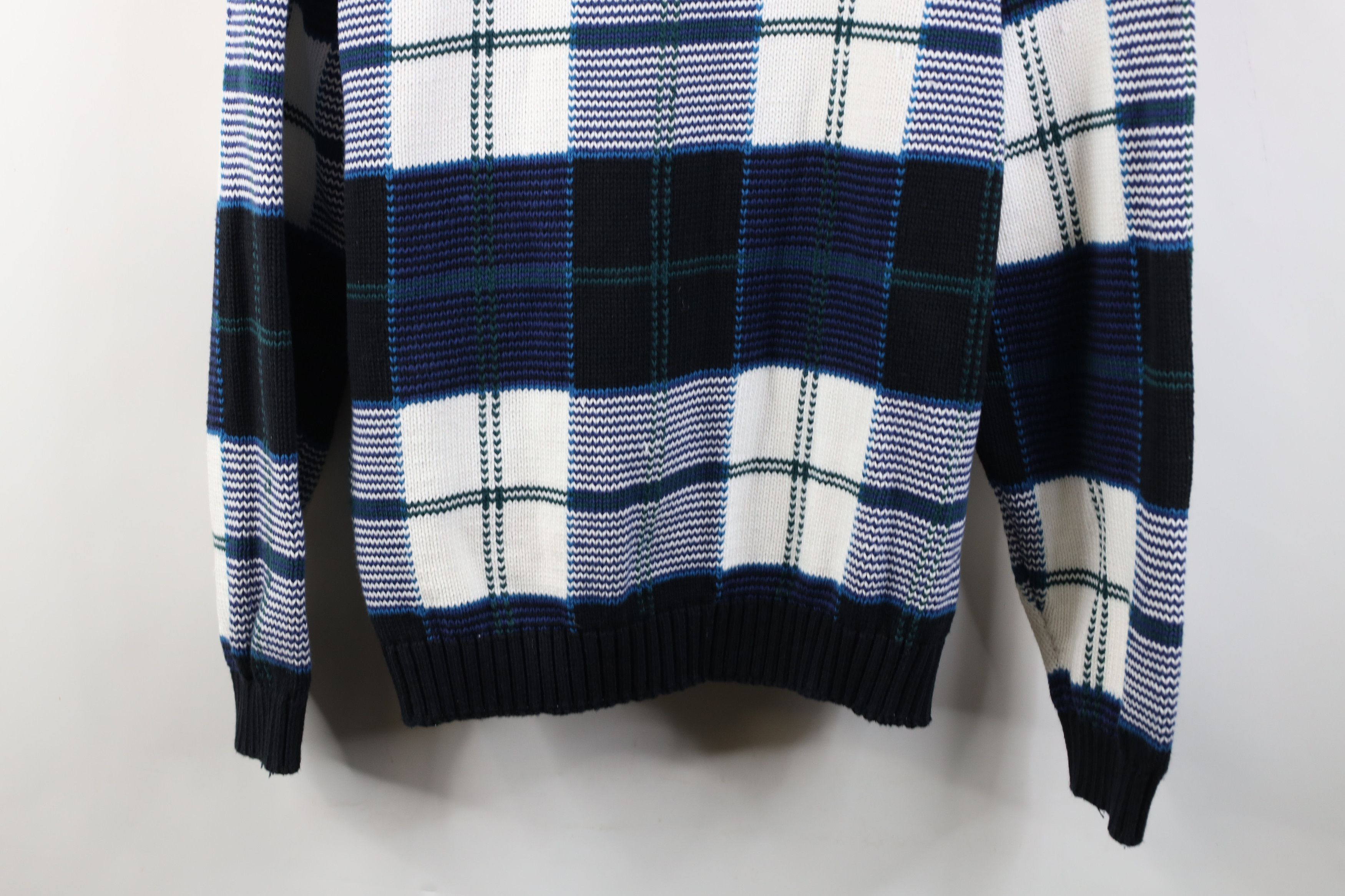 Vintage Vintage 90s Streetwear Heavy Cotton Knit Sweater Plaid Size US XL / EU 56 / 4 - 3 Thumbnail