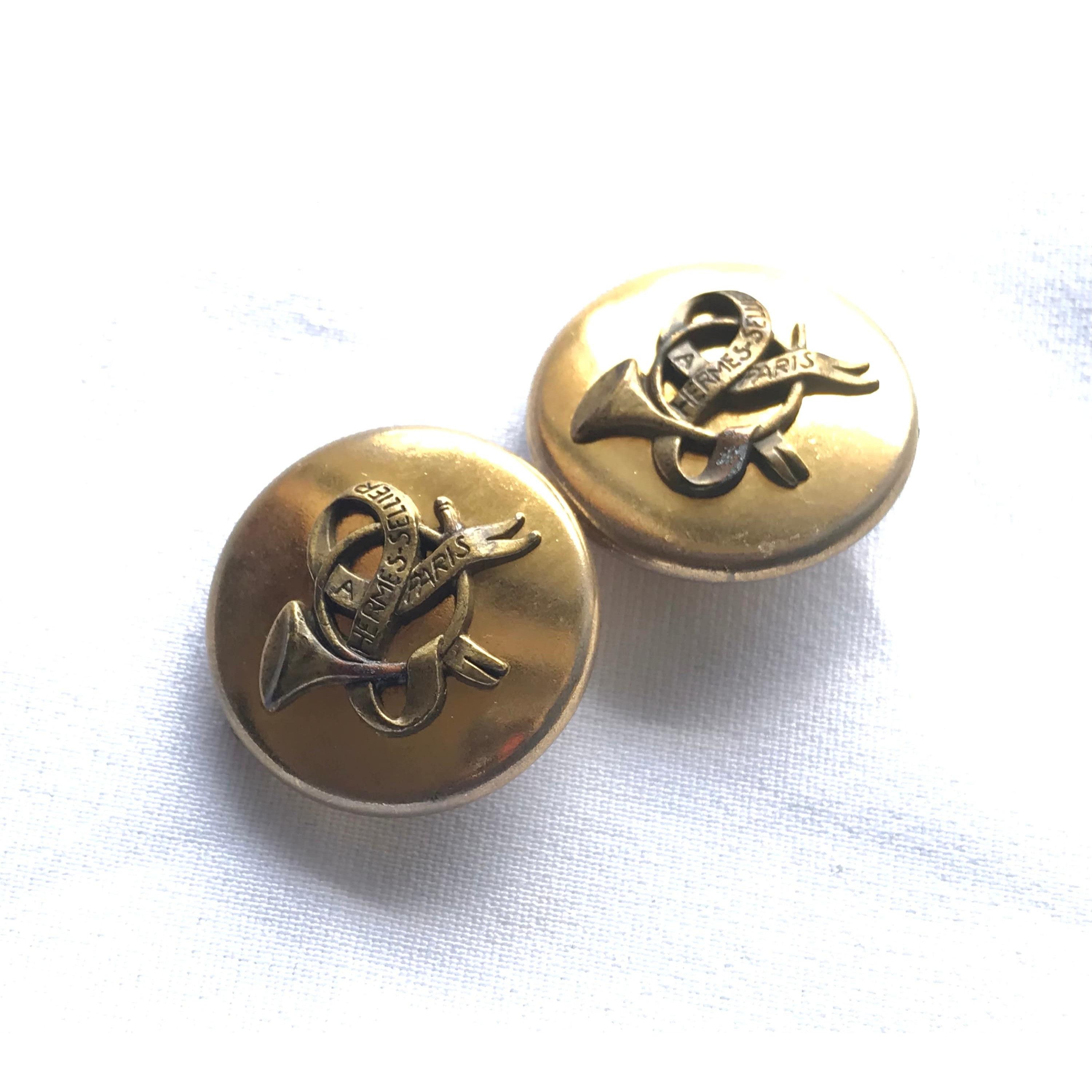 Hermes Vintage HERMES gold tone round earrings with trumpet Size ONE SIZE - 3 Thumbnail