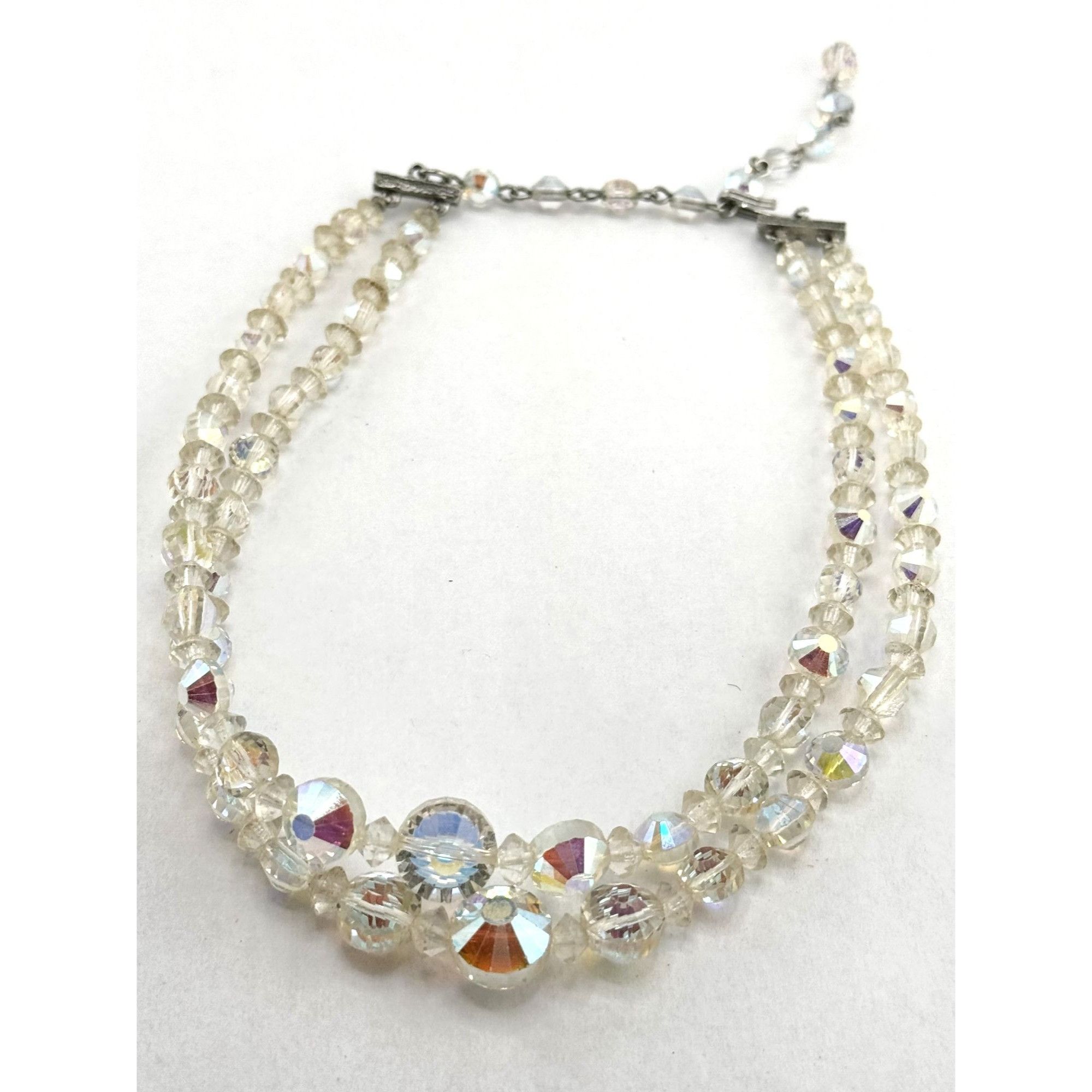 Vintage Vintage estate AB Crystal beaded double strand necklace Size ONE SIZE - 4 Thumbnail