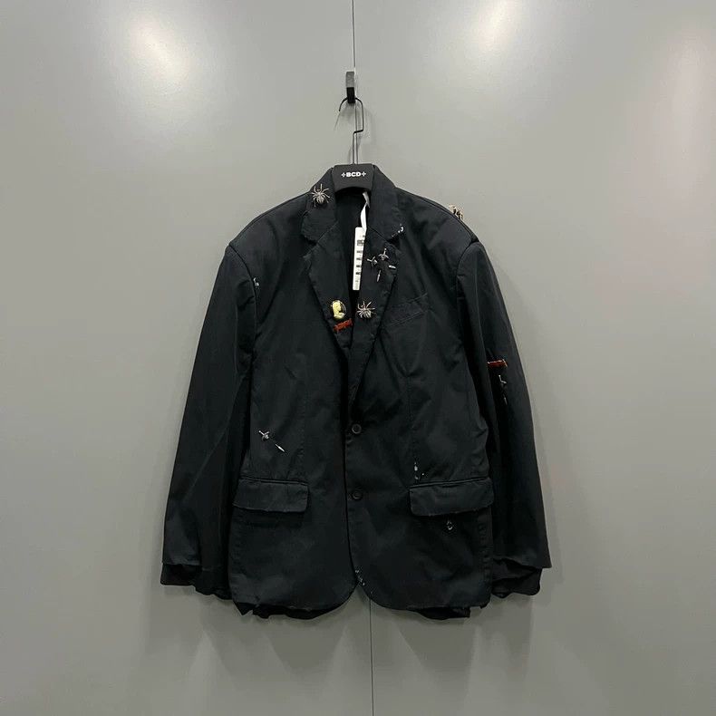 Balenciaga Balenciaga Distressed Rhinestone Pin Blazer - dmc Size US M / EU 48-50 / 2 - 1 Thumbnail