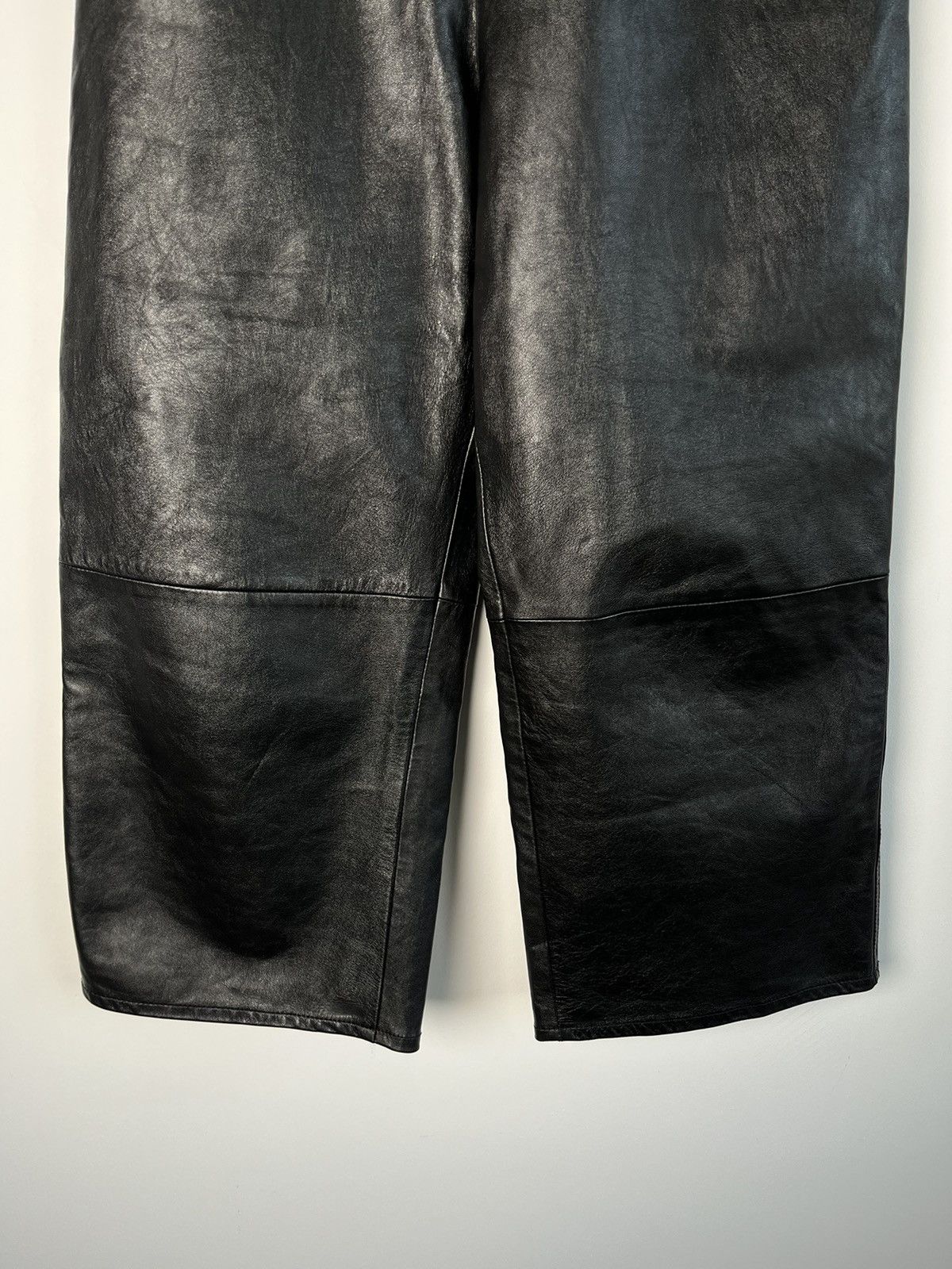 Celine Celine Jumbo Wide Leg Leather Pants by Hedi Slimane Size 28" / US 6 / IT 42 - 4 Thumbnail