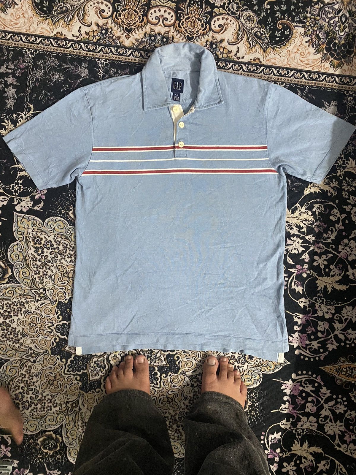 Gap × Japanese Brand Gap Colar Tshirt Stripe 🚀 Size US M / EU 48-50 / 2 - 3 Thumbnail