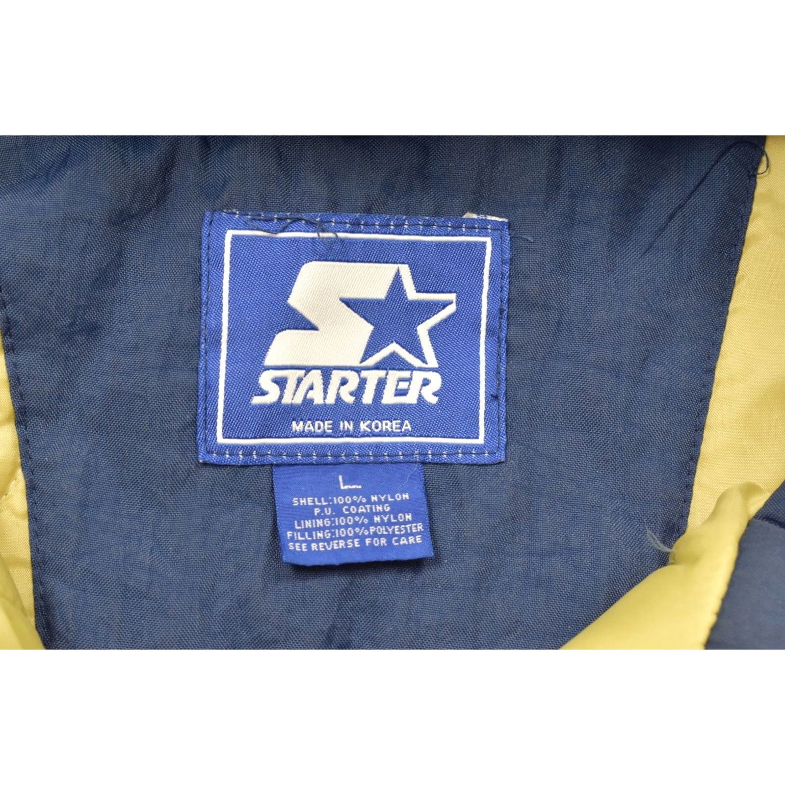 Starter VINTAGE Starter Notre Dame Fighting Irish Puffer Anorak Jacket Blue Gold Men's L Jacket Size US L / EU 52-54 / 3 - 6 Thumbnail