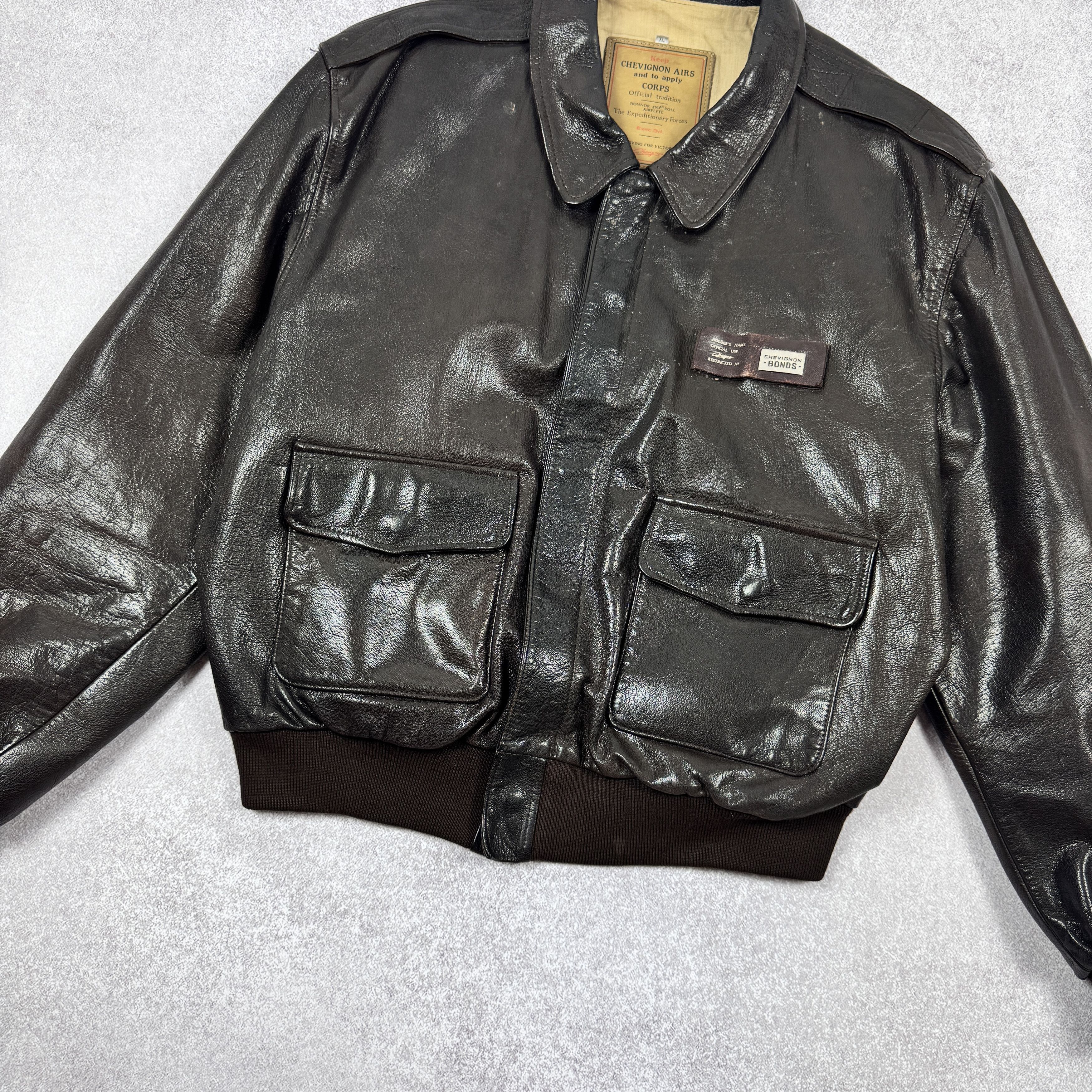 Aviator Nation × Chevignon VINTAGE CHEVIGNON AIRS AVIATOR FLYING LEATHER JACKET SIZE XL Size US XL / EU 56 / 4 - 5 Thumbnail