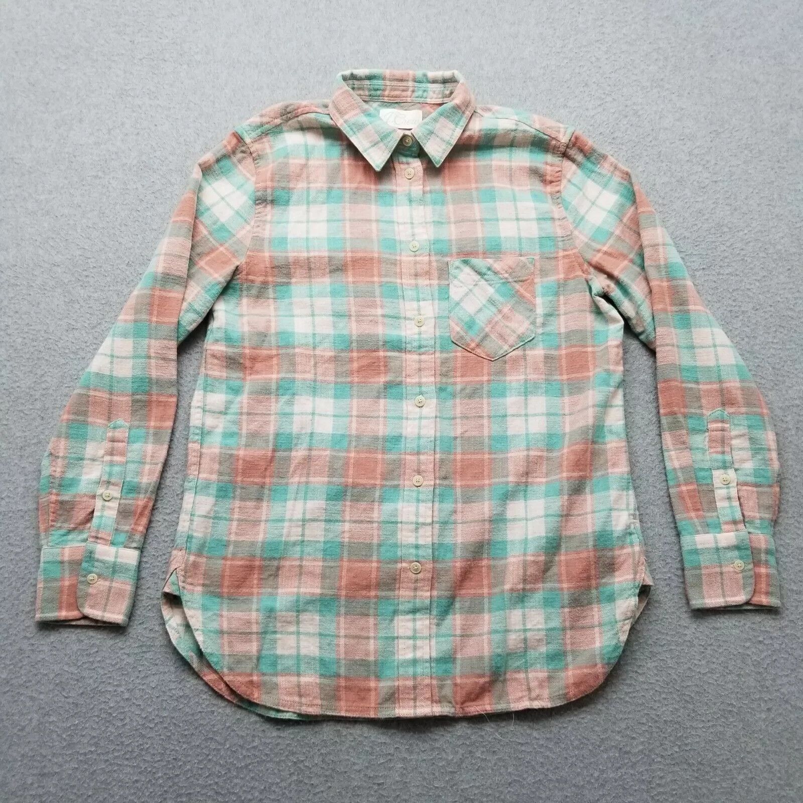 J.Crew J Crew Shirt Womens 0 Green Plaid Flannel Button Up Casual Size XS / US 0-2 / IT 36-38 - 1 Thumbnail