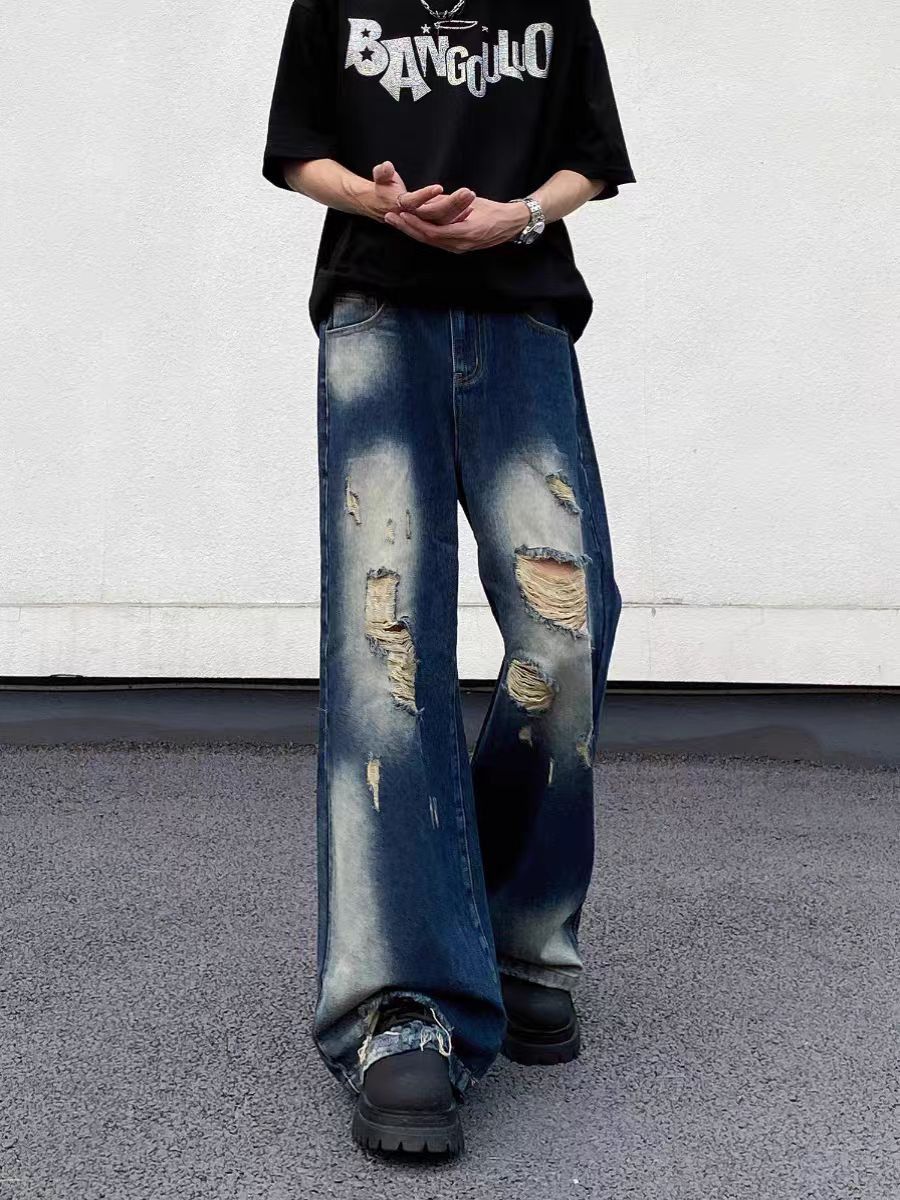 Vintage Vintage wash gradient ripped baggy jeans Size US 30 / EU 46 - 4 Thumbnail