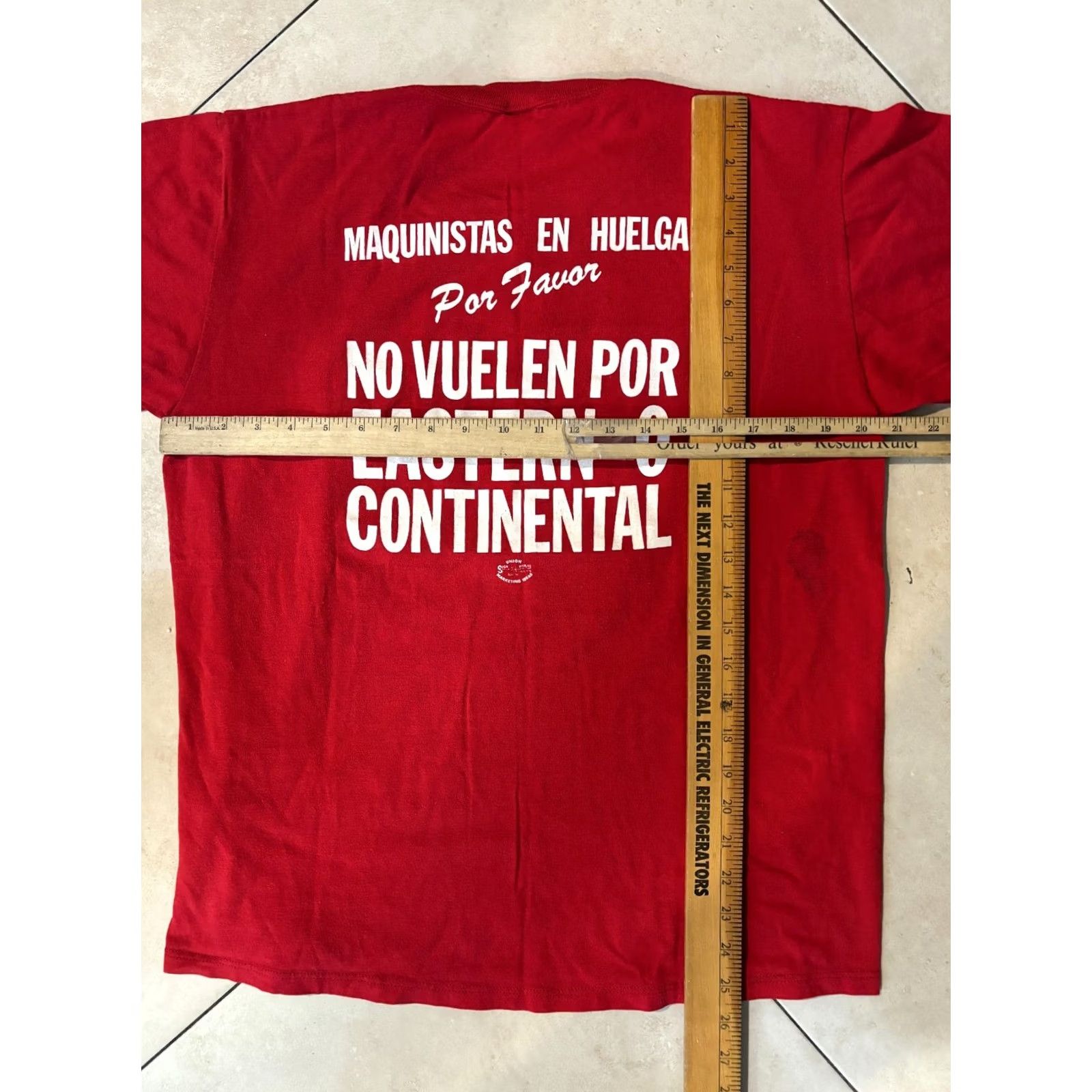 Jerzees VINTAGE 80's Union Strike Don't Fly T-Shirt Red Mens XL Jersey? Size US XL / EU 56 / 4 - 6 Thumbnail