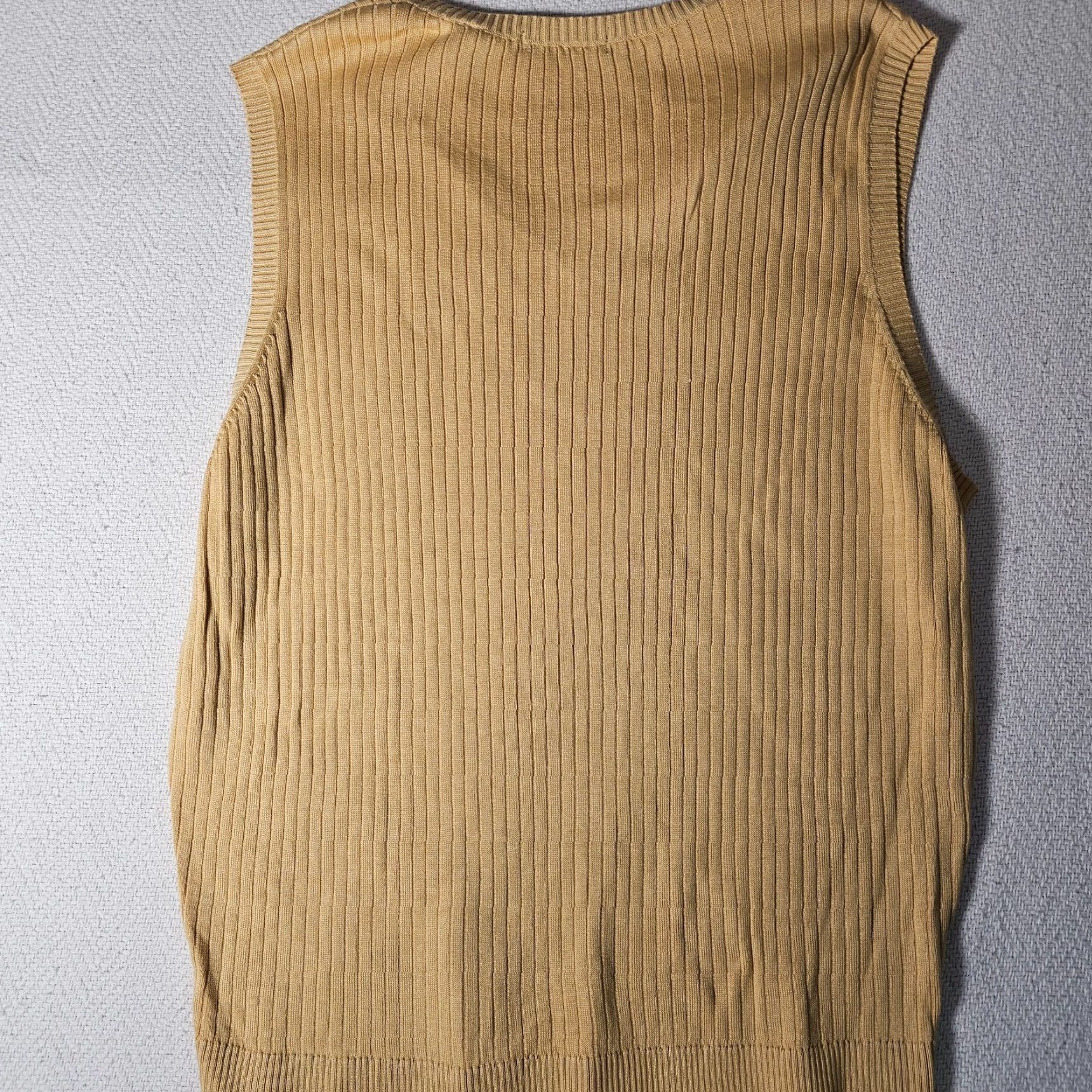 Vintage Grant Thomas Yellow Cable-Knit Vest Sweater Large Casual Mens Size US L / EU 52-54 / 3 - 7 Thumbnail