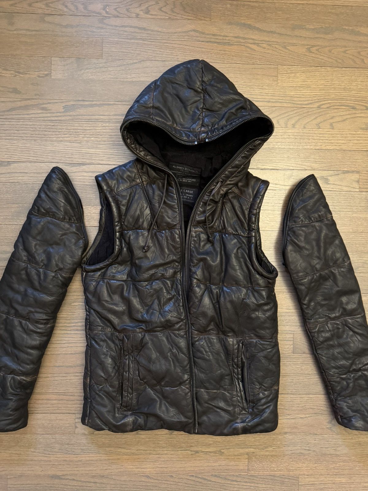 Allsaints Allsaints Leather Puffer Coat Size US XL / EU 56 / 4 - 9 Thumbnail