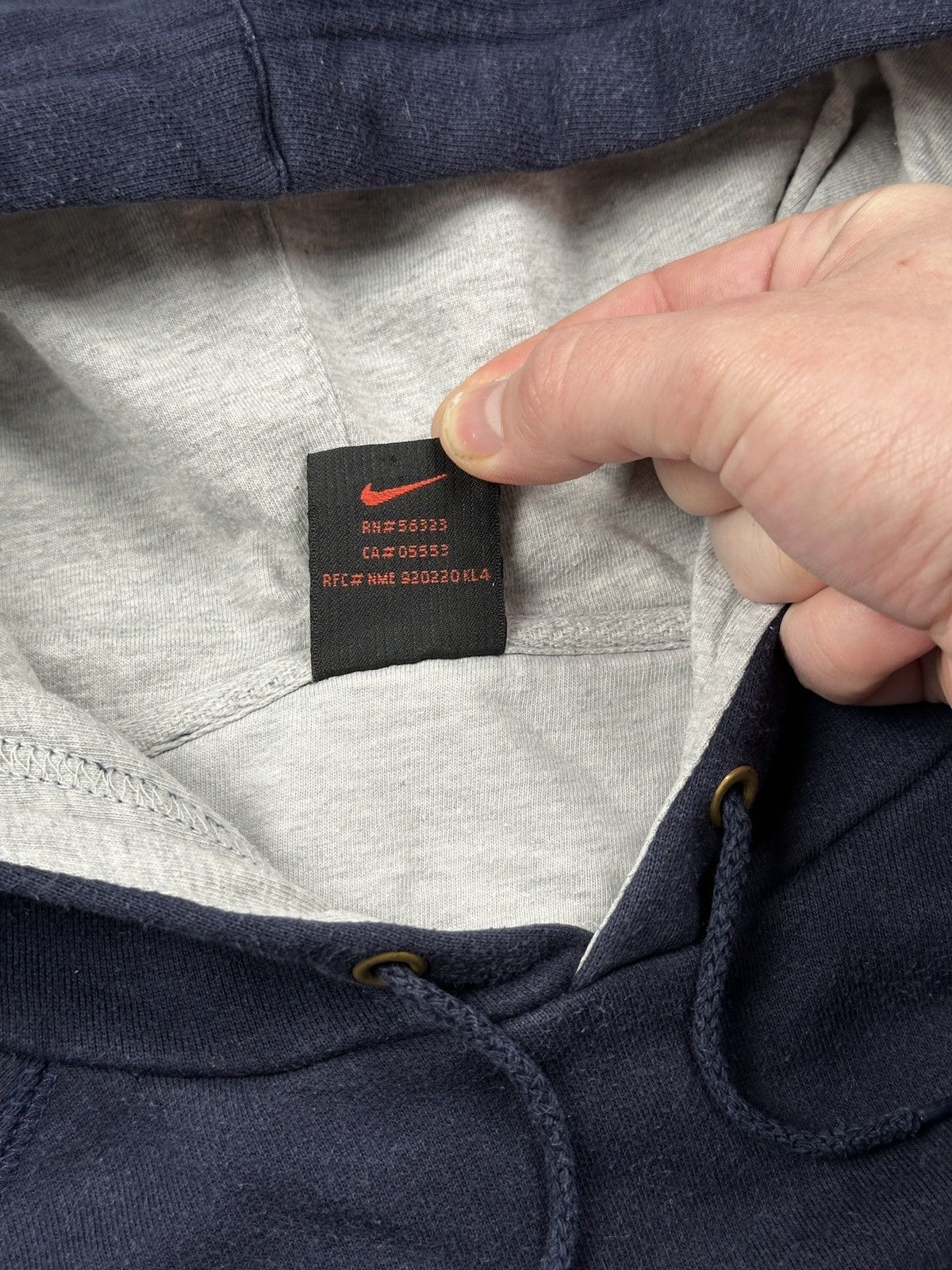 Nike Nike VTG Navy Hoodie Big Spellout Logo Pullover Sweatshirt Size US L / EU 52-54 / 3 - 10 Thumbnail