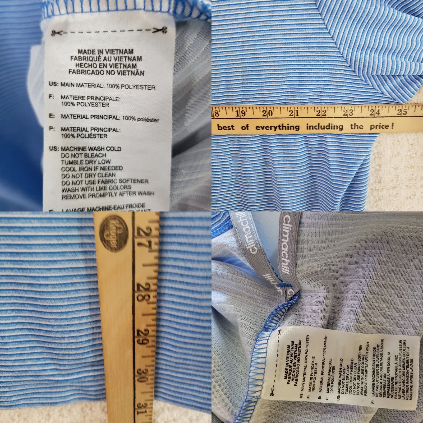 Adidas Adidas Climachill Golf Mens XL Blue Striped Stretch Polo Shirt Fripp Island Logo Shirt Size US XL / EU 56 / 4 - 9 Thumbnail
