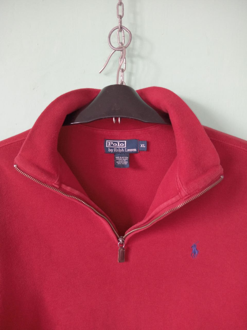 Polo Ralph Lauren Vtg Polo Ralph Lauren Red Sweater 1/4 Zip Size US XL / EU 56 / 4 - 3 Thumbnail