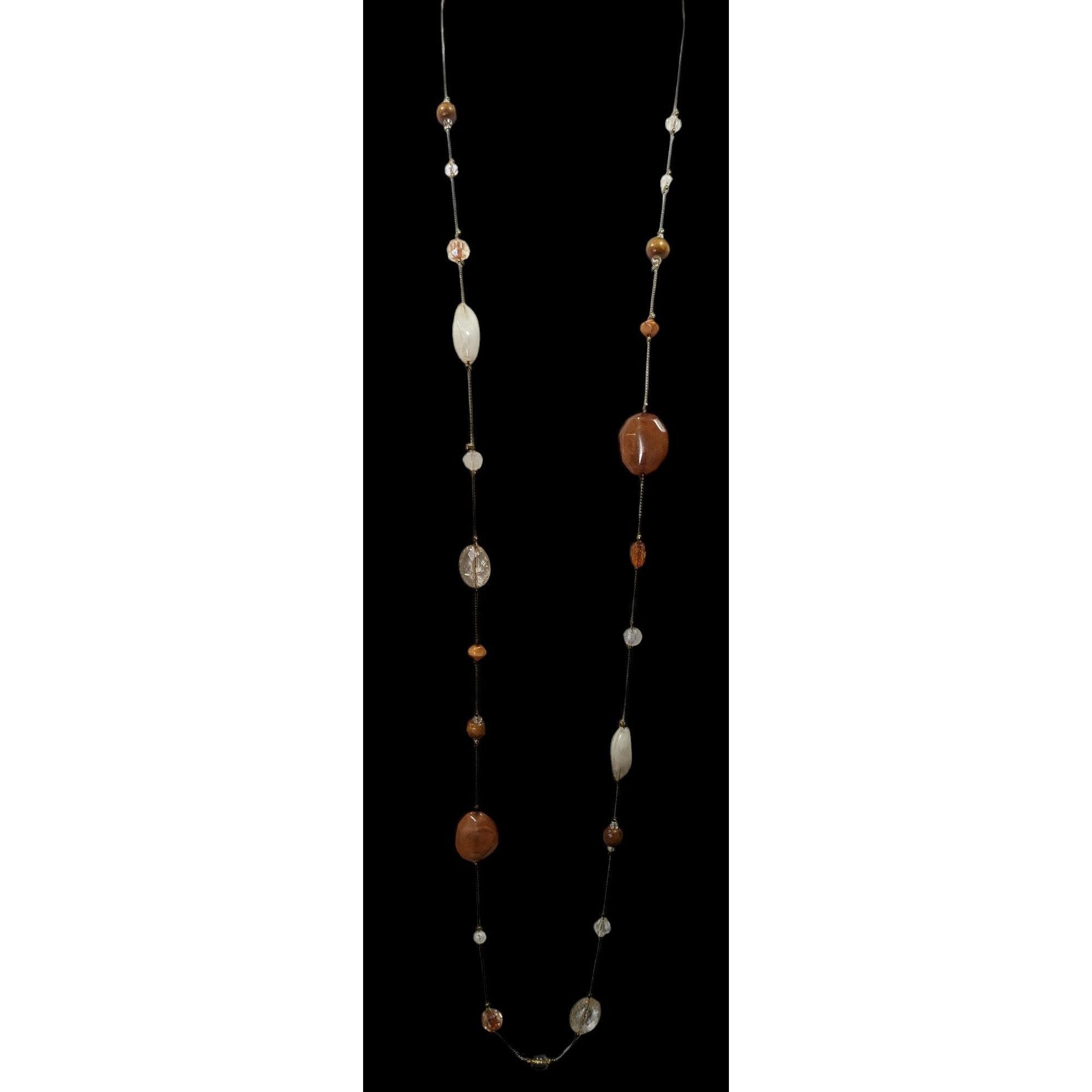 Other Retro Bohemian Brown And Clear Station Necklace Size ONE SIZE - 2 Thumbnail