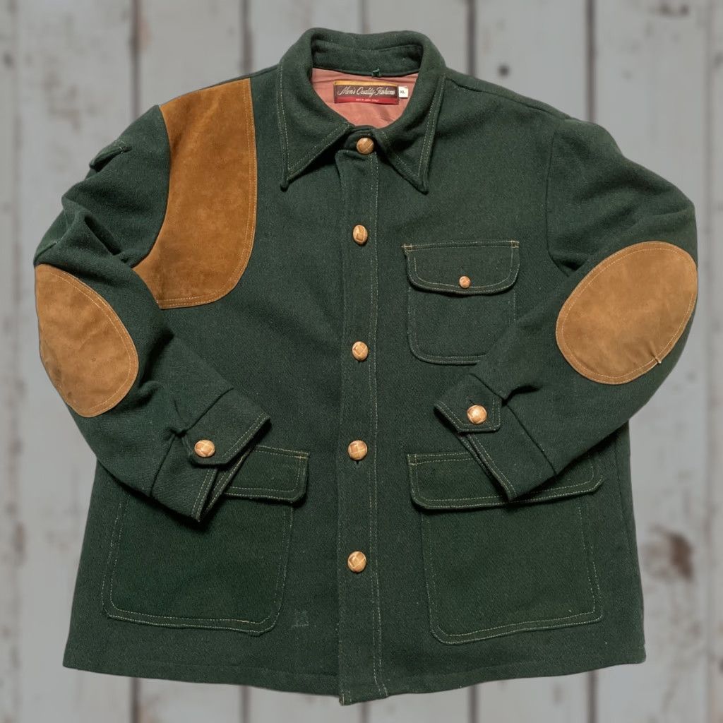 Vintage Vintage Montgomery Ward Wool Suede Leather Shooting Hunting Jacket XL Unisex Adults Green 80s Workwear Outdoor Military Fishing Hunting Pattern Size US XL / EU 56 / 4 - 1 Thumbnail