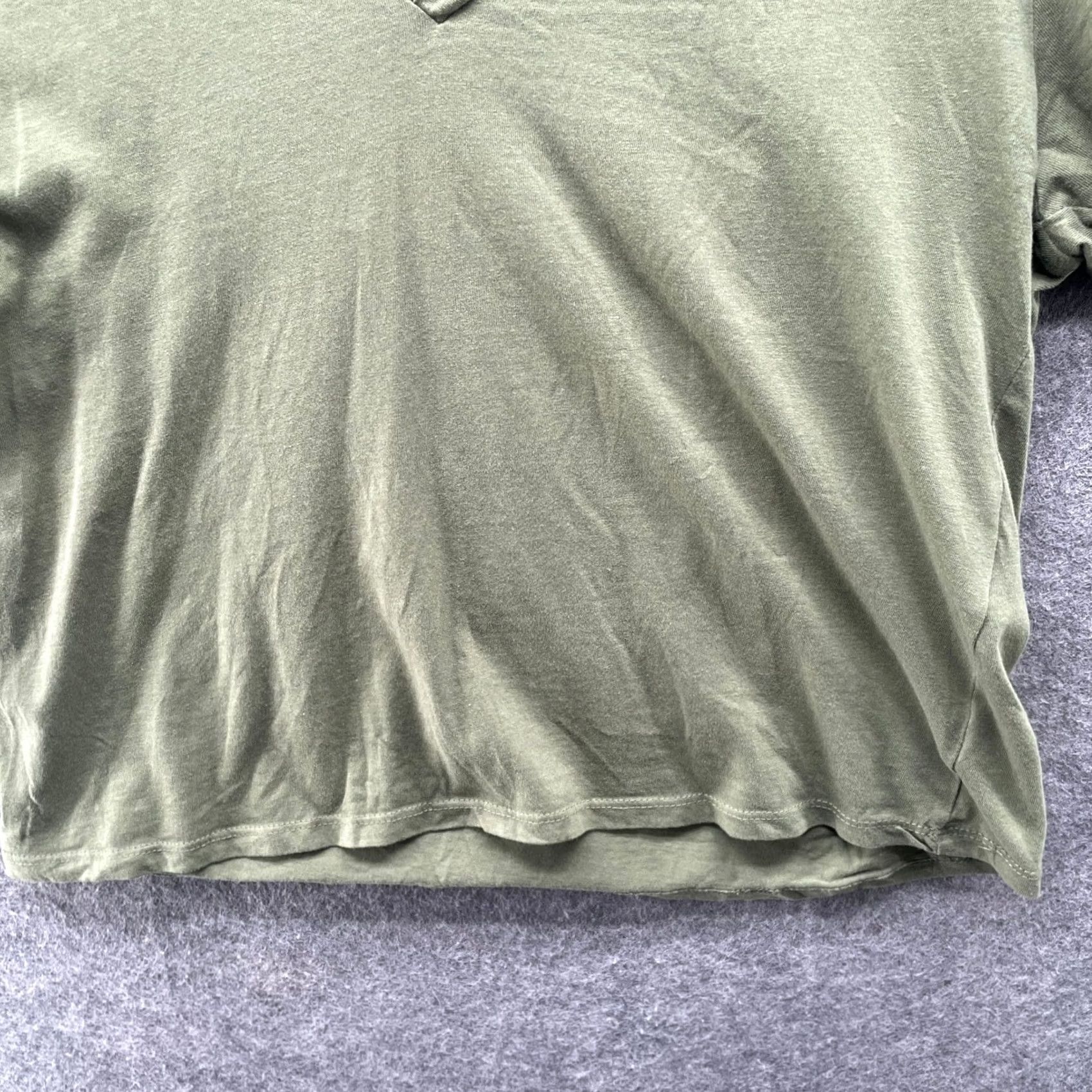 Zara Zara V-Neck T-Shirt Womens M Short Sleeve Olive Green Cotton Basic Size M / US 6-8 / IT 42-44 - 4 Thumbnail