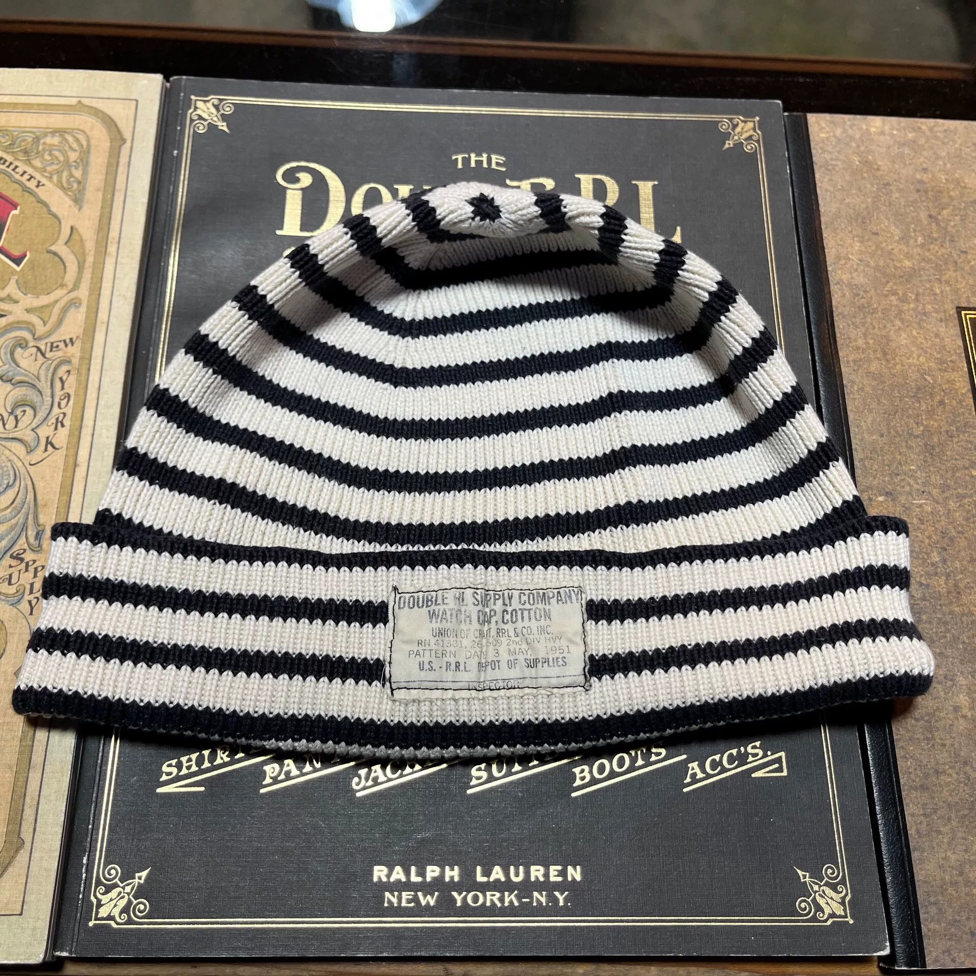 RRL Ralph Lauren RRL Black White Striped Beanie Size ONE SIZE - 1 Thumbnail