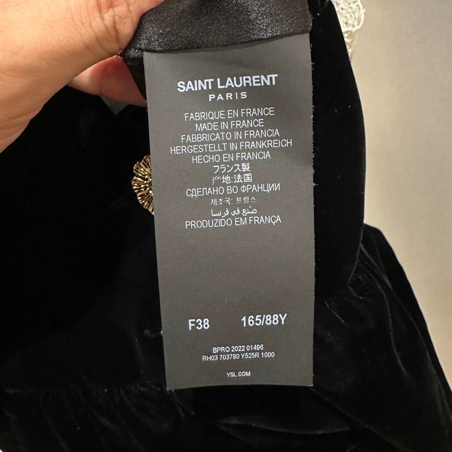 Saint Laurent Paris Saint Laurent Velvet Lace Trim Gold Button Dress F38 Size S / US 4 / IT 40 - 4 Thumbnail