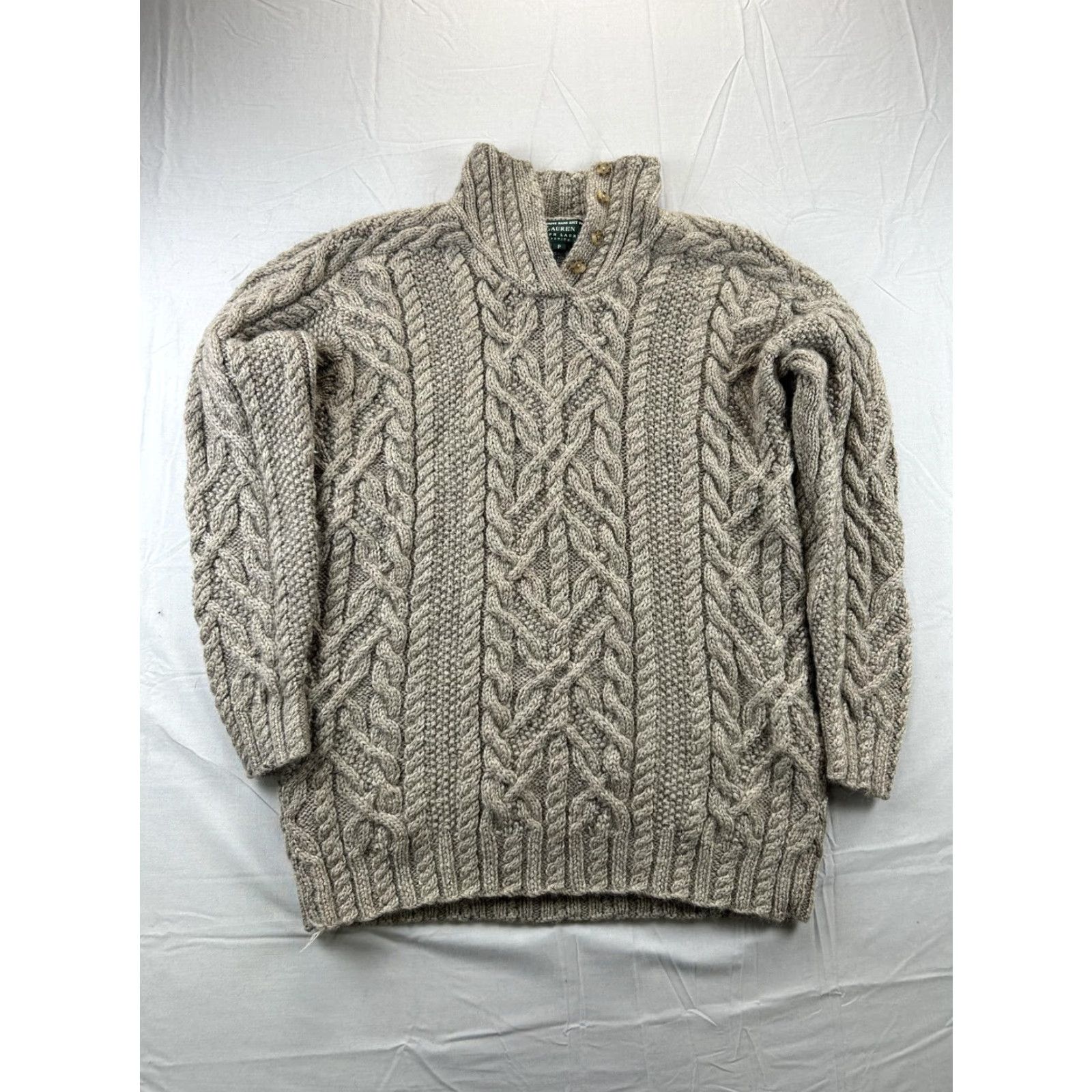 Ralph Lauren Lauren Ralph Lauren Sweater Womens P Medium Wool Cable Knit Henley Pullover Size M / US 6-8 / IT 42-44 - 3 Thumbnail