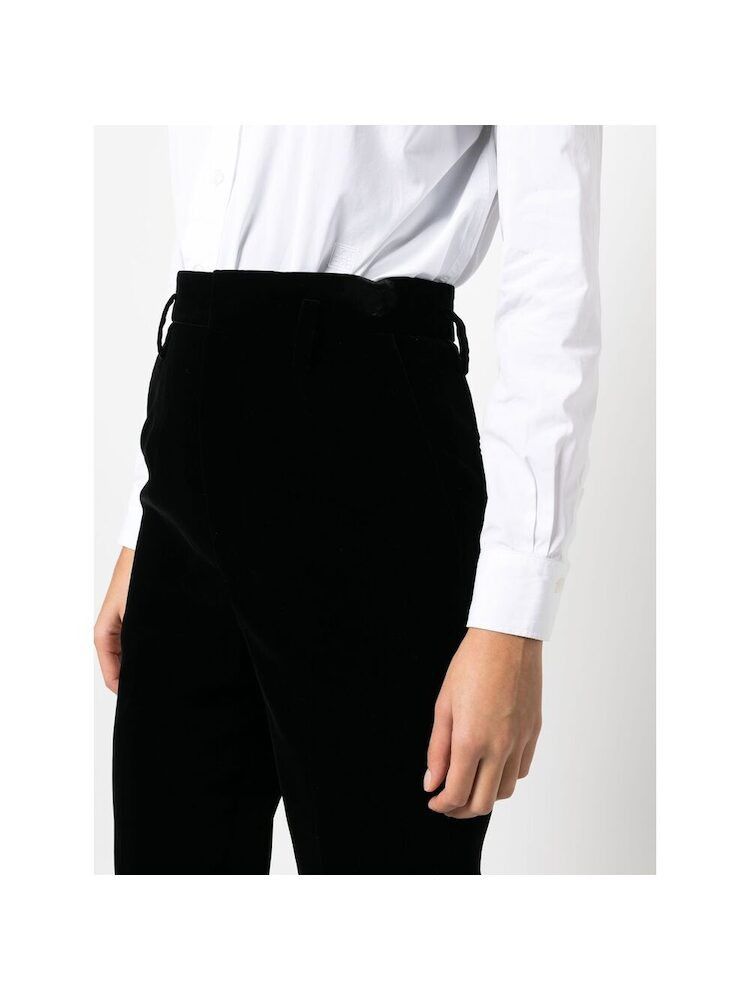 Saint Laurent Paris o1s1wg111124 High-Waisted Pants in Velvet in Black Size 28" / US 6 / IT 42 - 5 Thumbnail