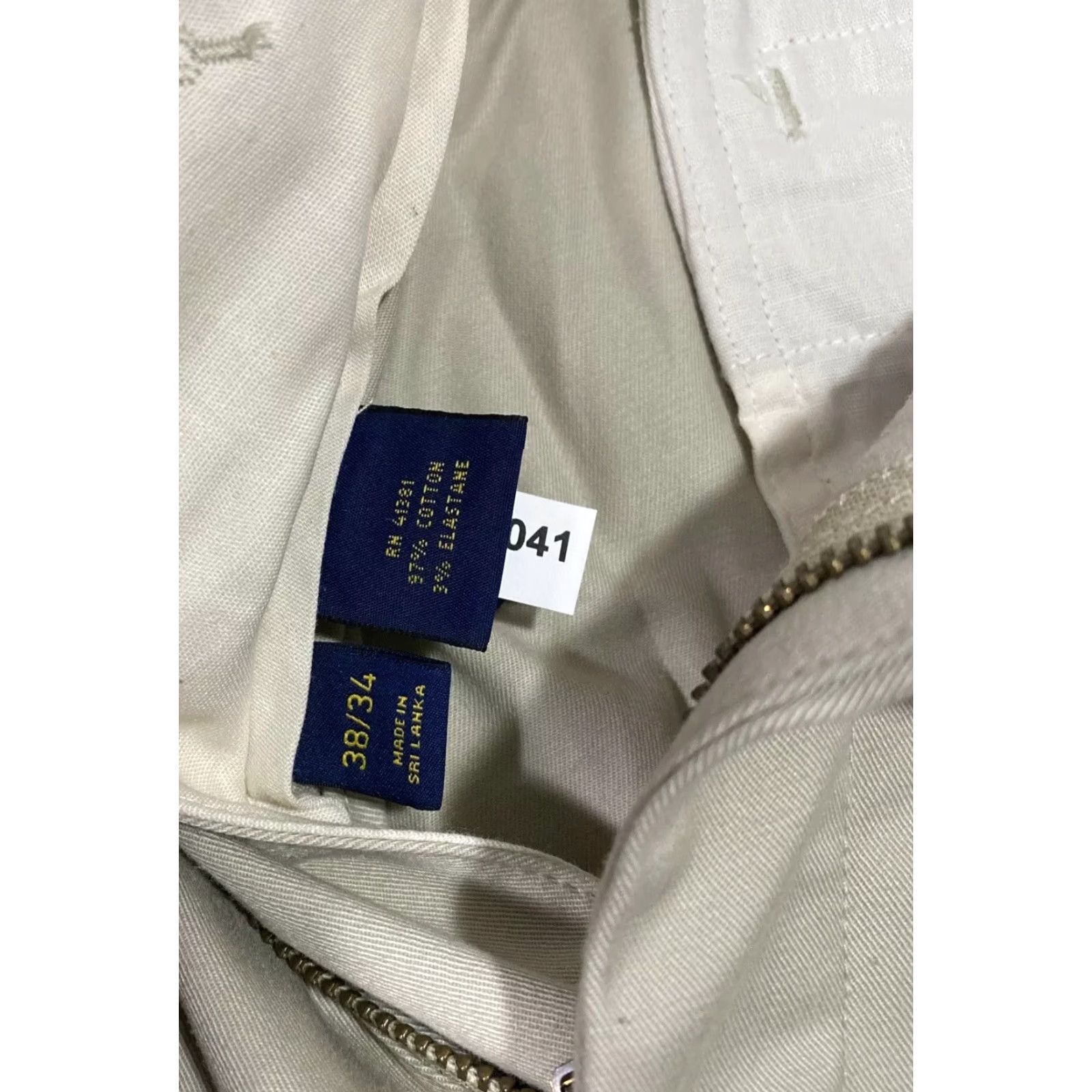 Polo Ralph Lauren Polo Ralph Lauren Chino Pants Men 38x34 Flat Front Casual Solid Cotton Tan Khaki/ Ivory Logo Button Pockets Mens Regular Straight Inseam 34 Size US M / EU 48-50 / 2 - 4 Thumbnail