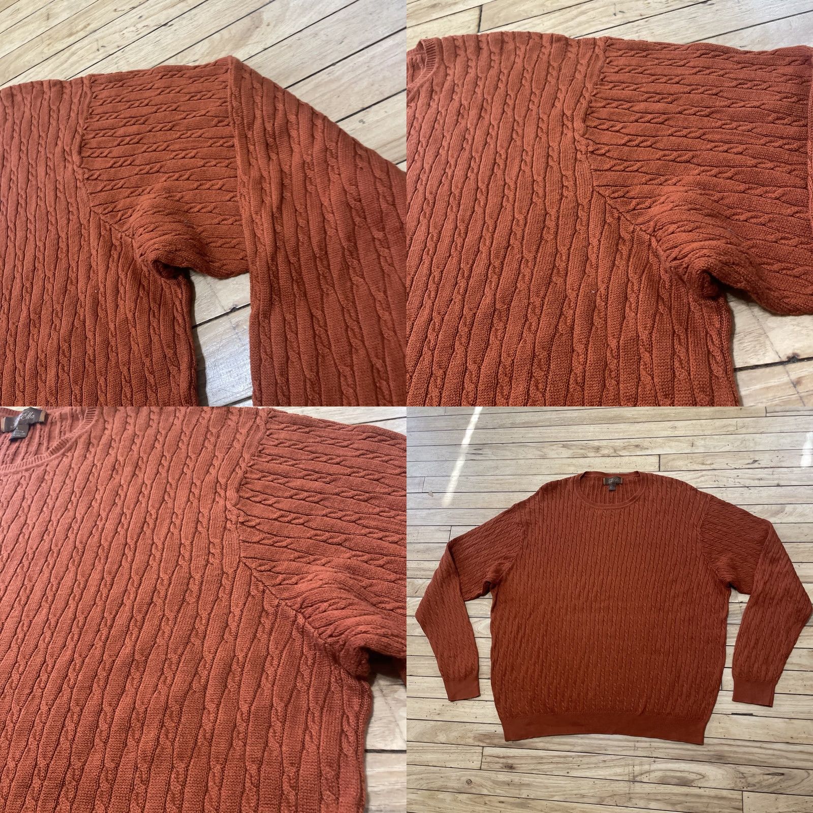 Vintage VINTAGE Tassa Elba Orange Cable Knit Sweater Men L Halloween Fall 90s Baggy Wide Pullover Knit Shirt Mens Size US L / EU 52-54 / 3 - 10 Thumbnail