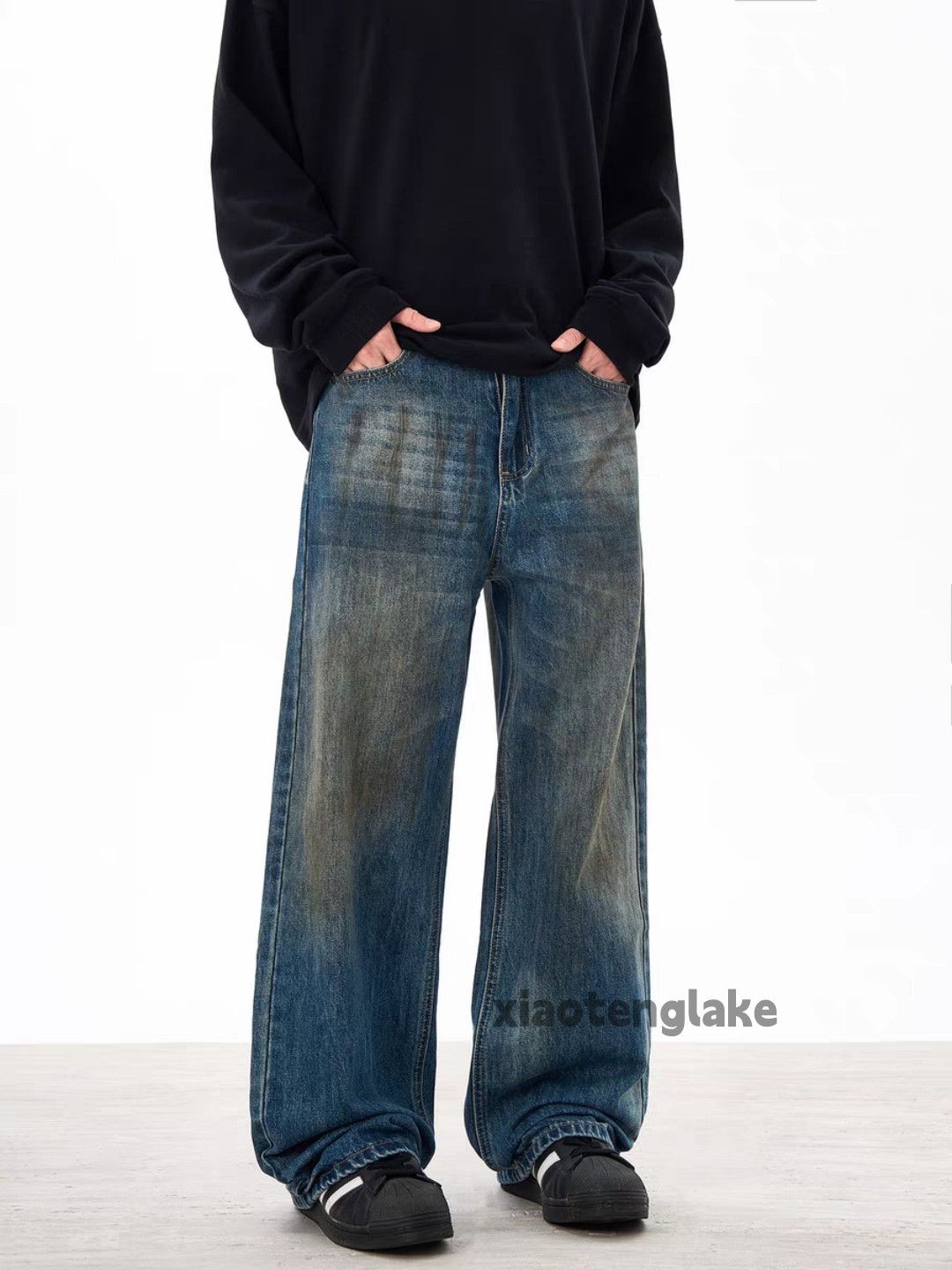 Jean × Vintage washed faded loose baggy skate rusty stain jeans Size US 34 / EU 50 - 2 Thumbnail
