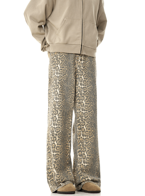 Japanese Brand × Jean American leopard retro wide-leg casual straight loose jeans Size US 32 / EU 48 - 4 Thumbnail