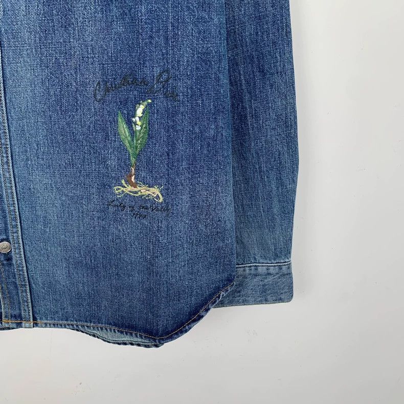 Dior Size 39 Blue lily of the valley embroidered washed old