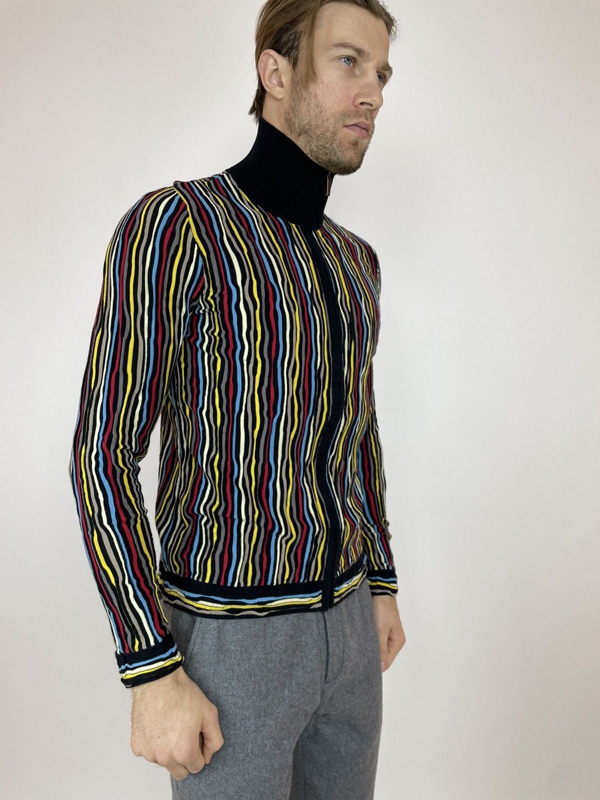 Carlo Colucci × Japanese Brand × Vintage CARLO COLUCCI Striped Multicolour Cardigan sweater coogi Size US M / EU 48-50 / 2 - 5 Thumbnail