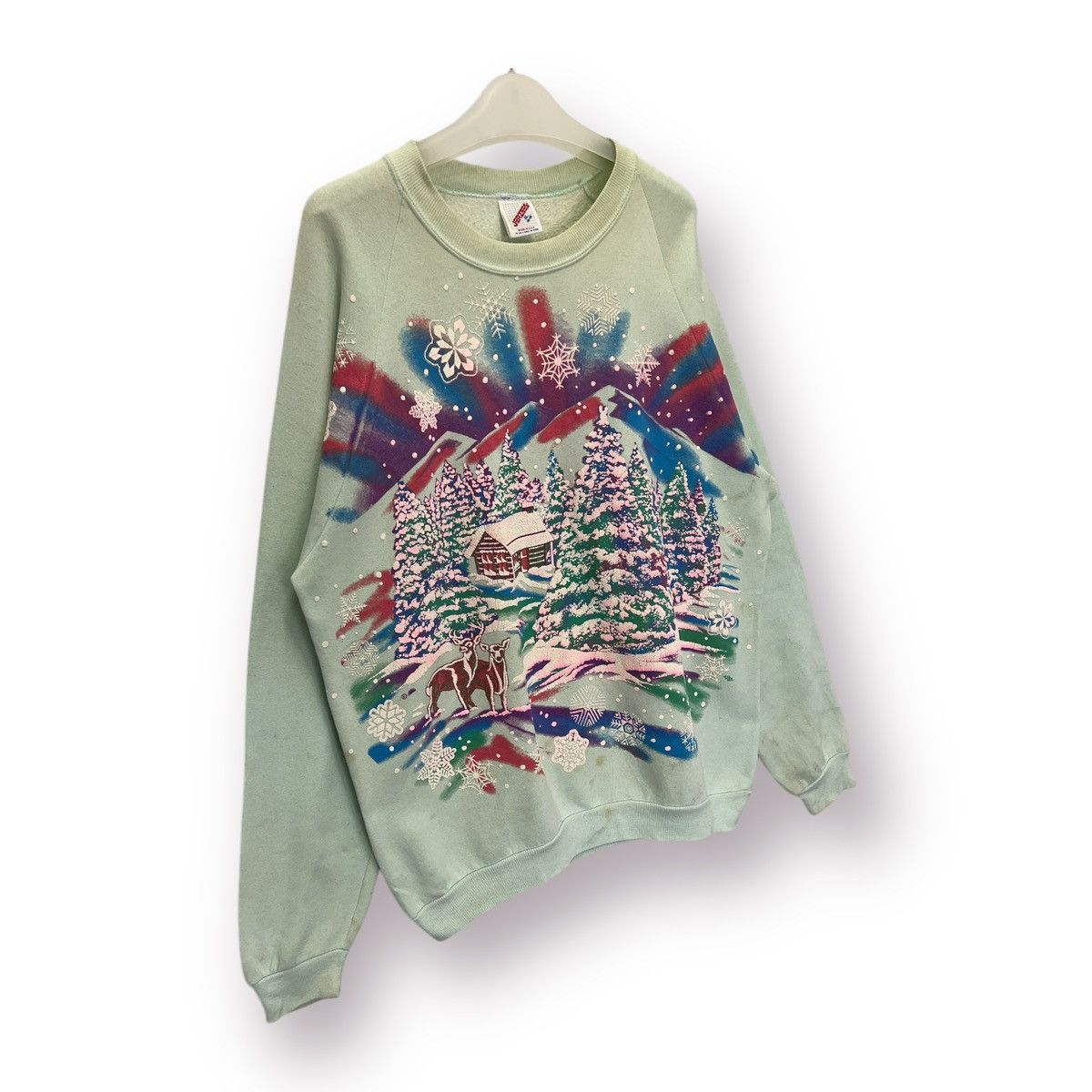 Jerzees × Vintage 🔥 Vintage 90's Jerzees Winter Art Graphic Over printed - XL Size US M / EU 48-50 / 2 - 3 Thumbnail