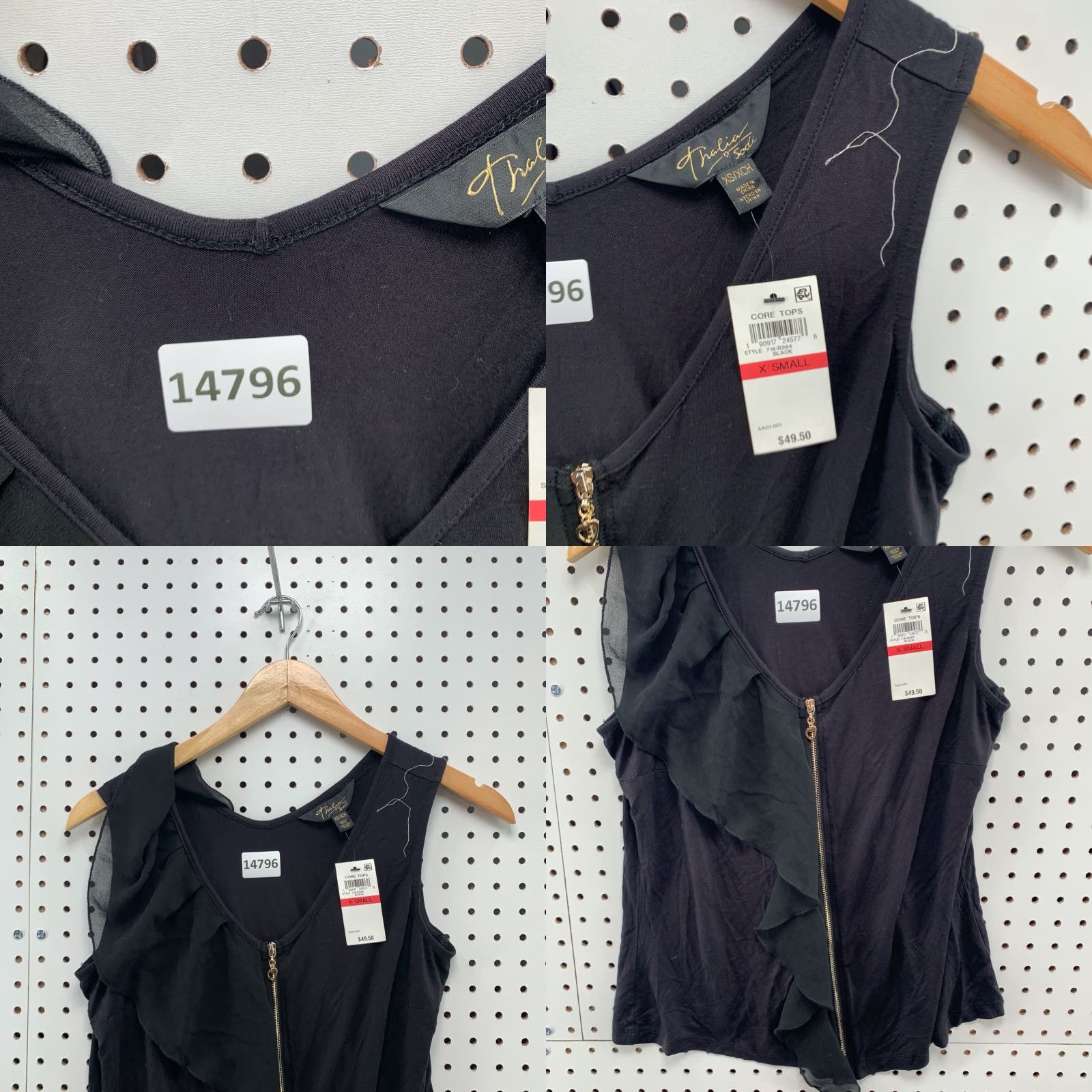 Vintage NEW Thalia Sodi Blouse Womens Sleeveless Front Zipper XS Black Fashion Core Size XS / US 0-2 / IT 36-38 - 8 Thumbnail
