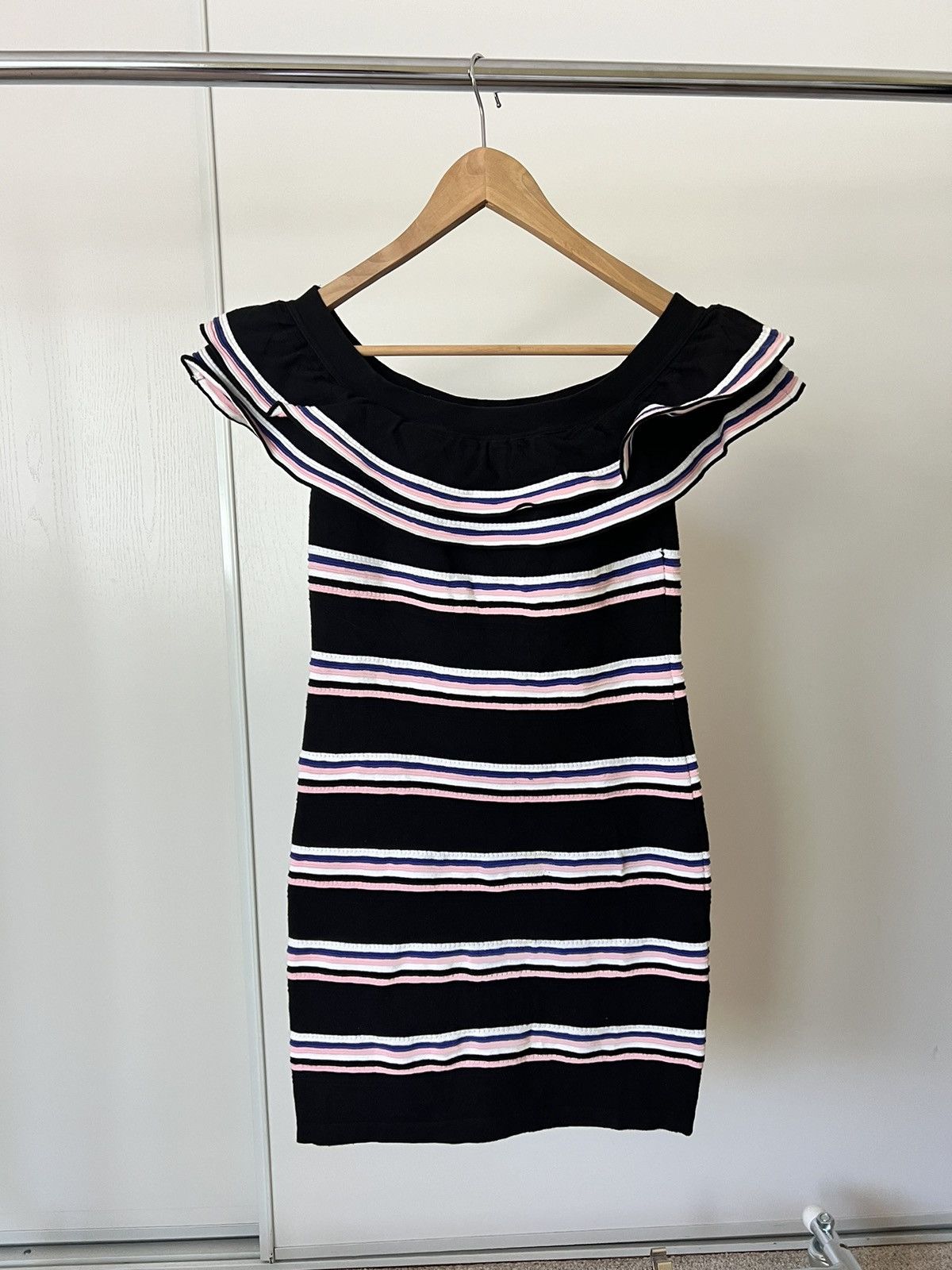 MSGM MSGM | Striped Off Shoulder Knit Mini Dress Size S / US 4 / IT 40 - 2 Thumbnail