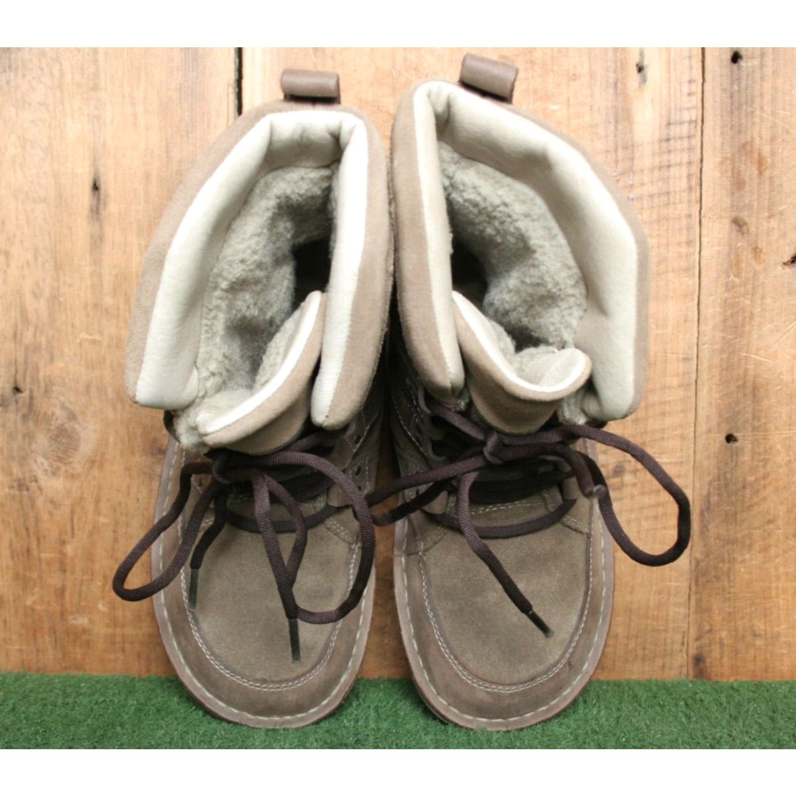SOREL VINTAGE Sorel Kaya Boots Women Leather Suede Brown Sherpa Lined Winter Lace Up 5.5 Womens Size US 6 / IT 36 - 4 Thumbnail